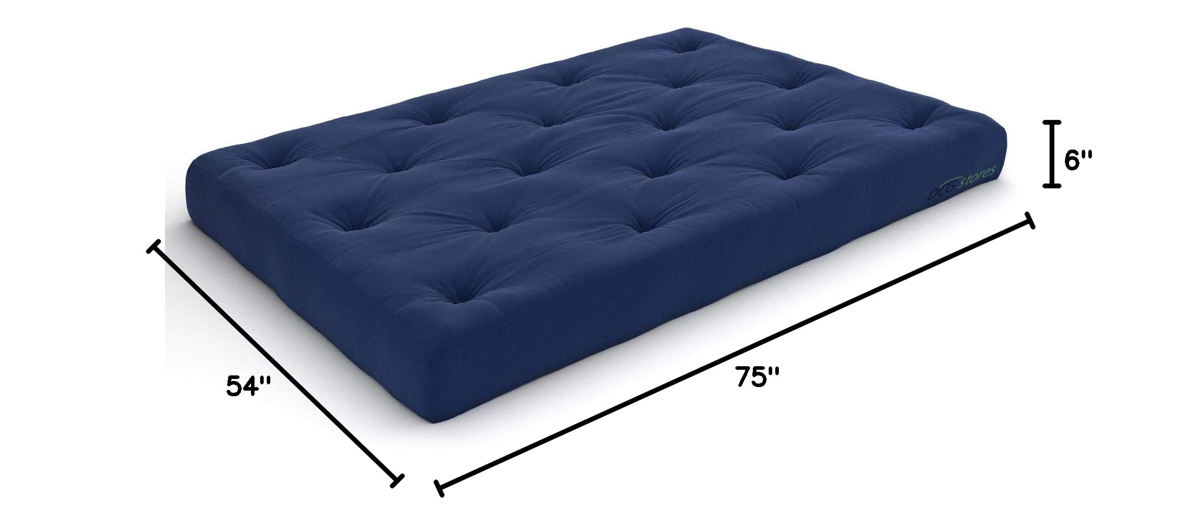 Nirvana Futons 6-Inch Comfort Full Size Futon Mattress - Navy Twill Fabric - Made in USA | Perfect for Guest Rooms, Dorms & Small Spaces