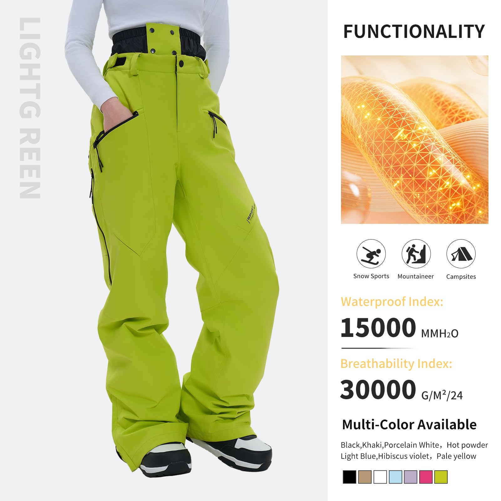 **Waterproof Insulated Ski & Snowboard Pants for Men & Women - Windproof Winter Snow Pants with Warm Lining for Skiing, Snowboarding & Hiking**