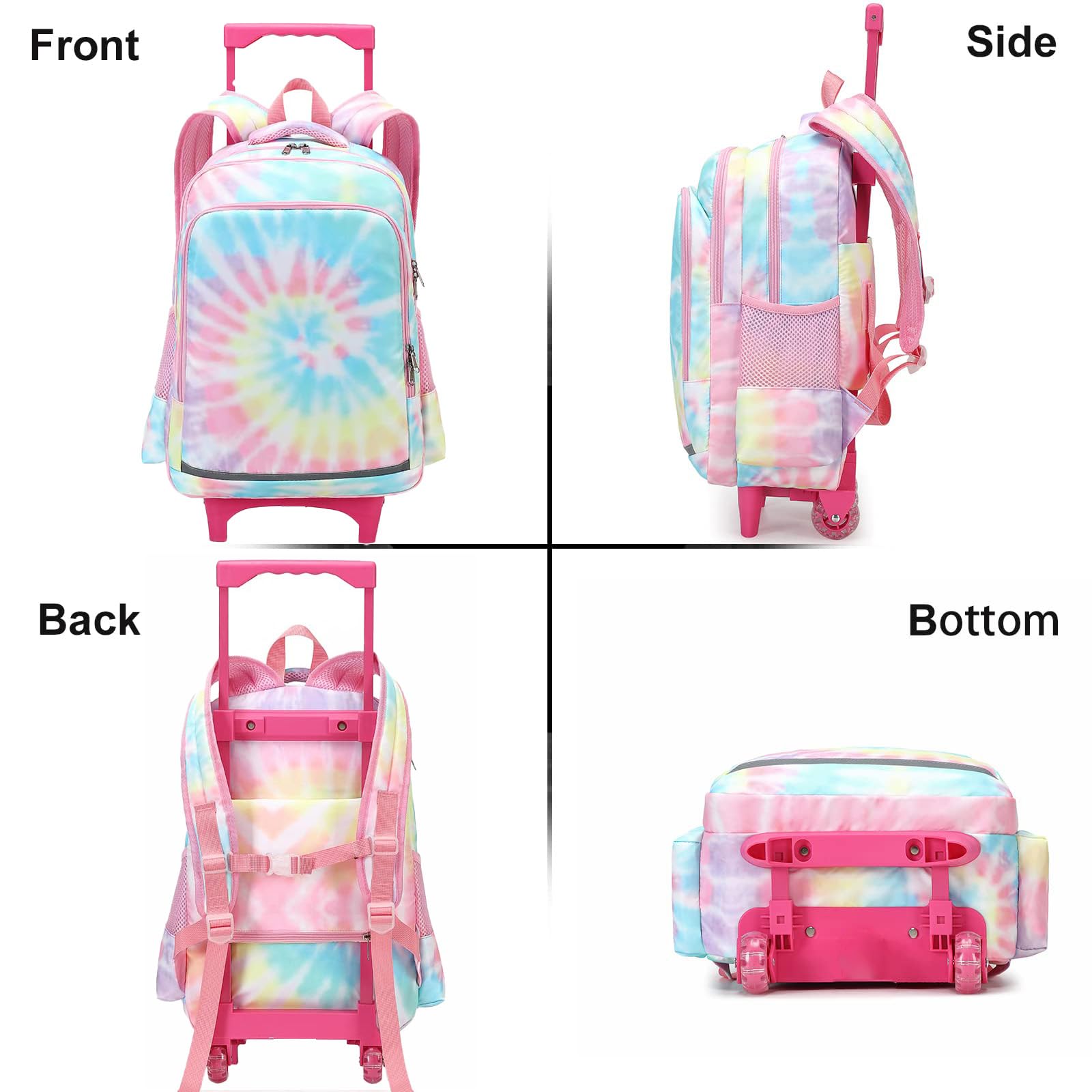 CAMTOP 18 Inch Rolling Backpack for Girls - Wheeled School Bag with Retractable Handle, Travel Carry-On Luggage for Kids | Perfect for School, Travel, and Daily Commute