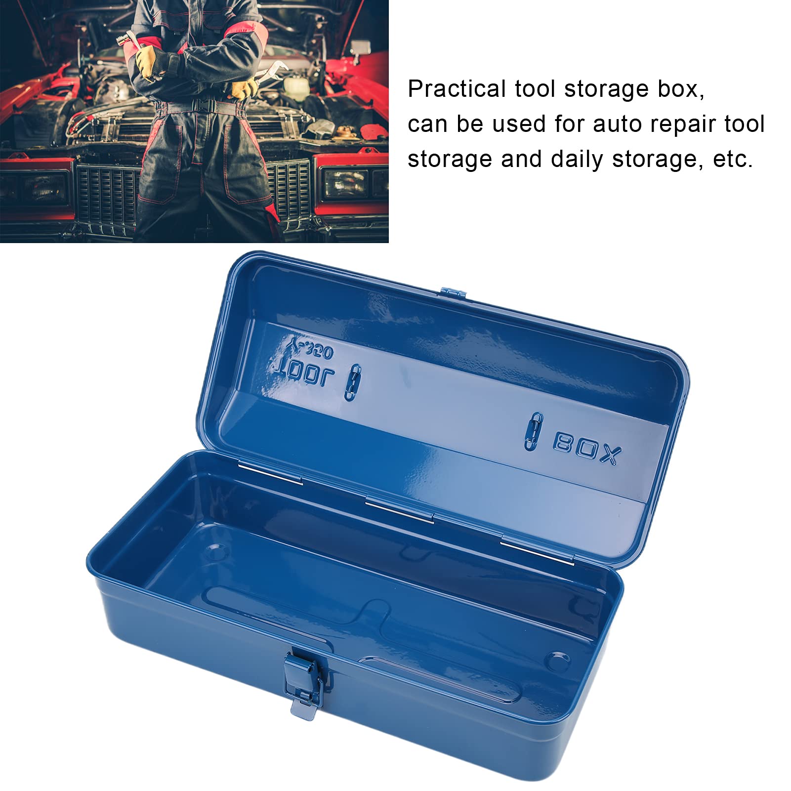 Meiyya Blue Anti-Rust Steel Tool Box - Compact Automotive Tool Storage Case for Mechanics & DIY Car Repair | Perfect for Garage Organization & Mobile Tool Kits