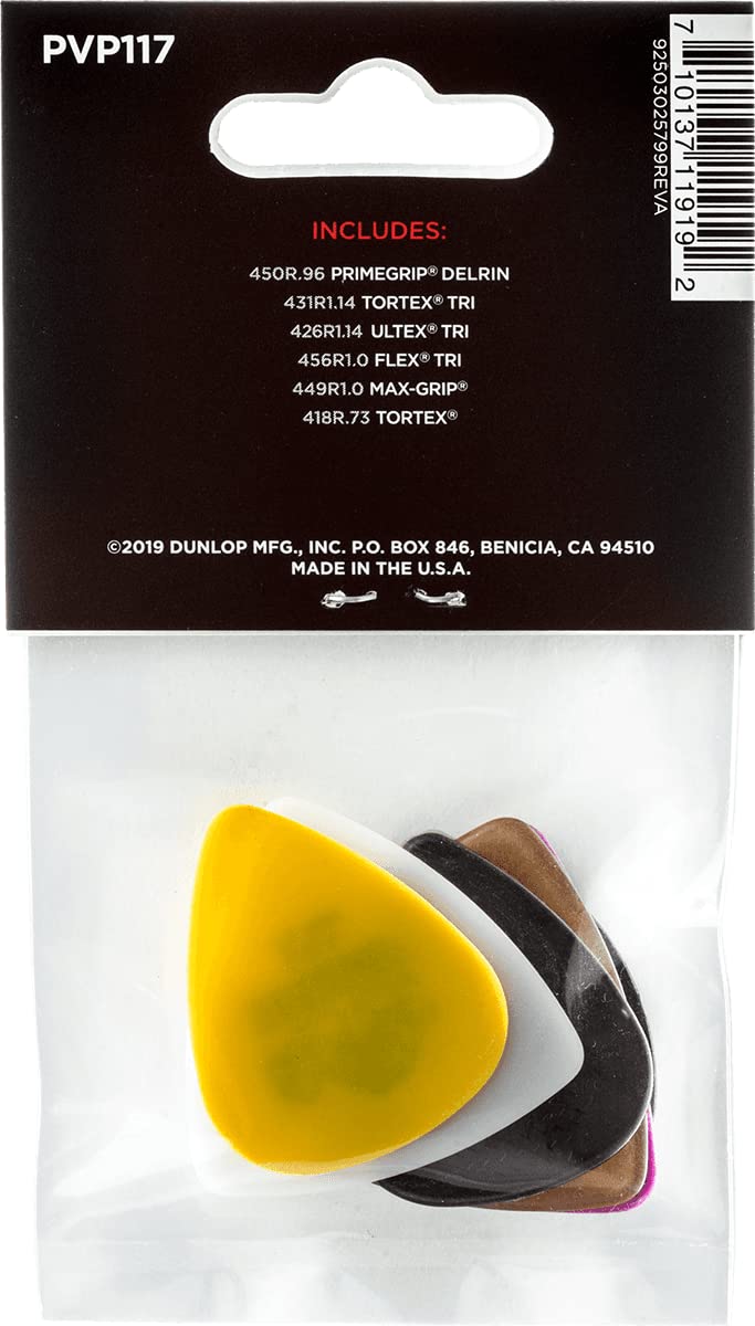 Dunlop Bass Variety Guitar Picks - 12-Pack Mixed Thickness Plectrums for Bass & Electric Guitar - Perfect for Rock, Jazz & Studio Recording