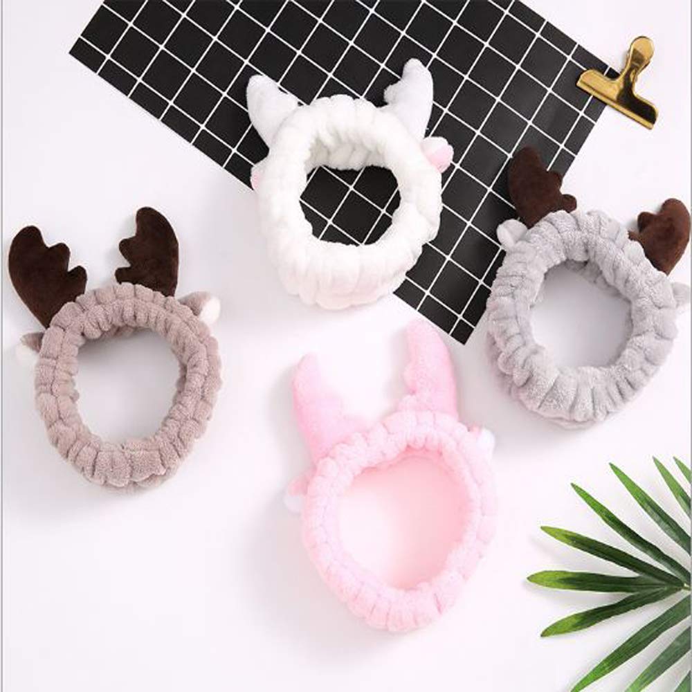Women's Soft Plush Deer Headband - Cute Spa & Makeup Hair Accessory, Fashionable Cosplay Hairband in Gray | Perfect for Relaxation, Costume Parties & Everyday Wear