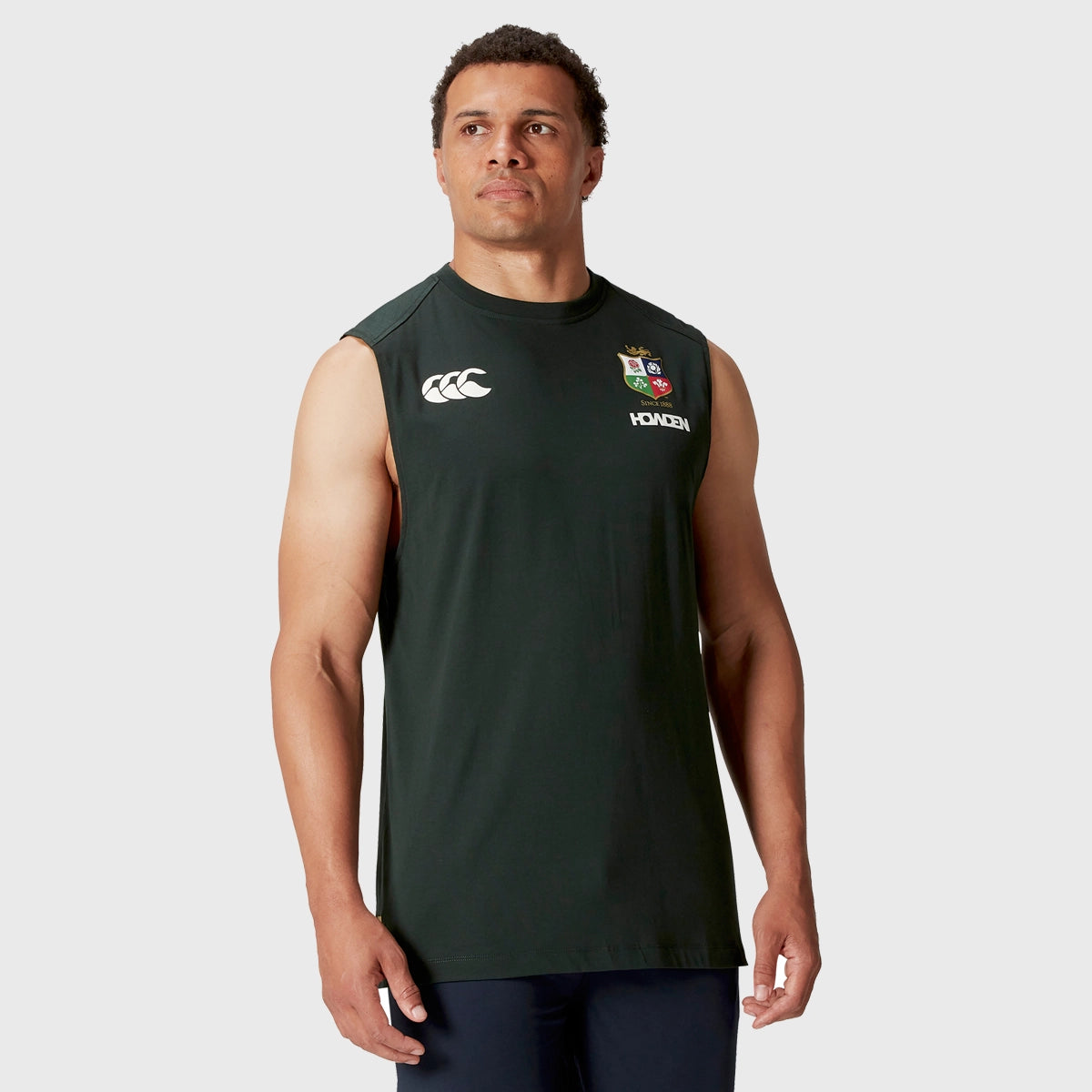 Canterbury British & Irish Lions Men's Cotton Tank Top - Green Rugby Jersey for Training & Casual Wear
