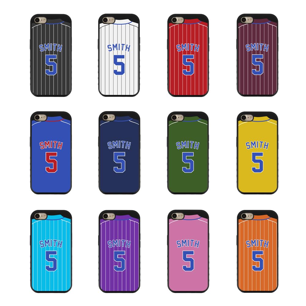 Custom Baseball & Softball Jersey iPhone 7/8/SE Case - Personalized Name & Number Hybrid Phone Cover (Multicolor) | Perfect for Sports Fans, Team Players & Gift Giving