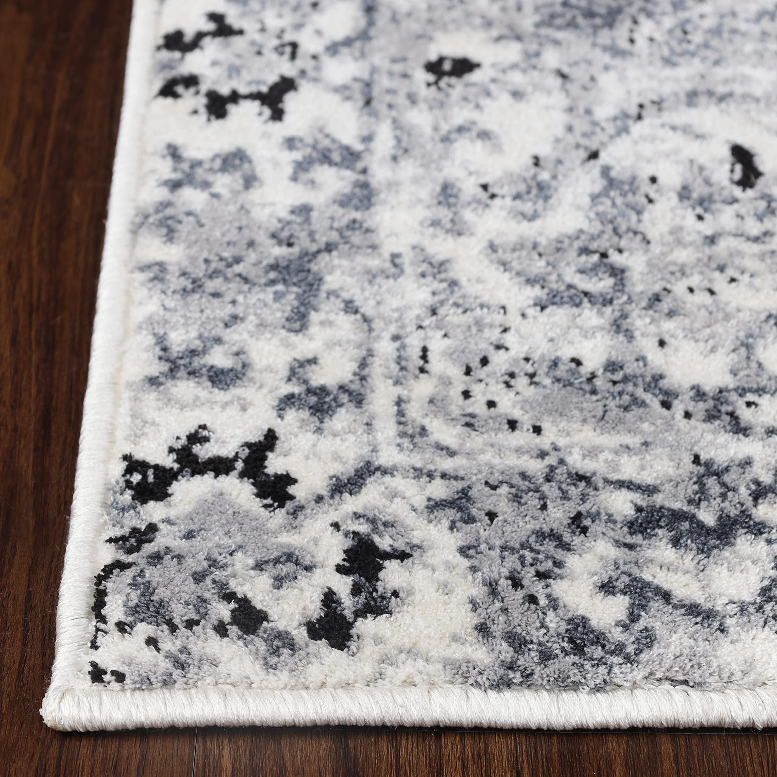 Premium Large Indoor Area Rugs with Natural Jute Backing - Modern Distressed Floral Design - 8' x 10' Platinum - Perfect for Living Room, Bedroom, Dining Area & Office Decor - Caine Collection - Soft & Durable Home Floor Covering for Family Gatherings and Relaxation