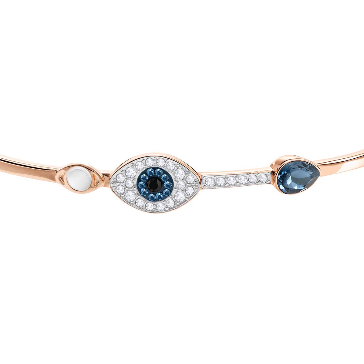 Swarovski Crystal Evil Eye Rose Gold-Plated Bangle Bracelet for Women - Elegant Protection Jewelry for Everyday Wear, Gifts & Special Occasions