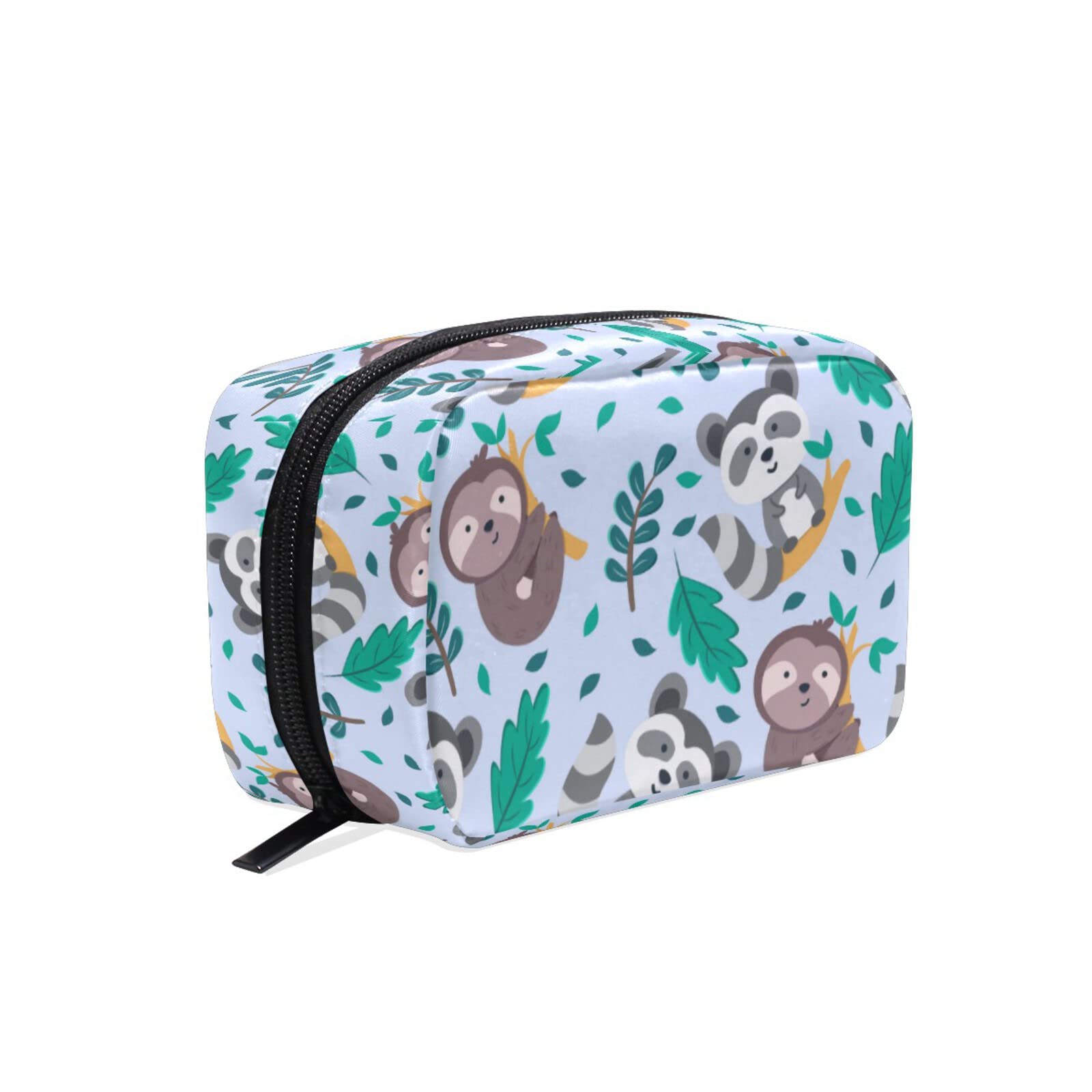 Sloth & Raccoon Travel Makeup Bag - Reusable Cosmetic Organizer for Women | Portable Toiletry Pouch for Purse, Gym & Vacation | Cute Gift for Girls & Teens