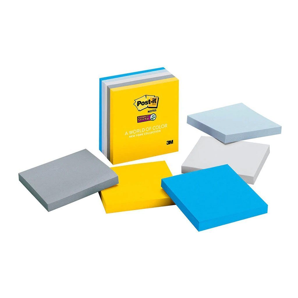 3M Super Sticky Post It Notes 3x3 Inches, 76x76mm, 5 Pads (654-5SSNY) - Strong Adhesive for Office, School & Home Organization