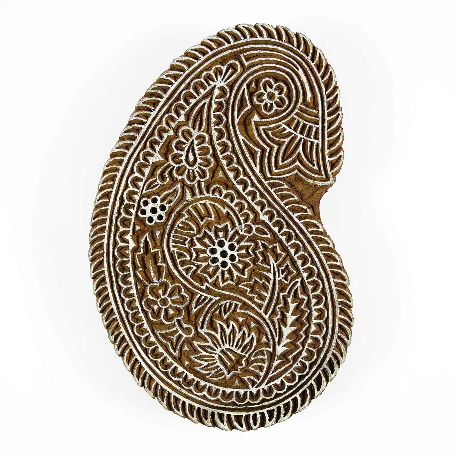 Hand Carved Wooden Stamp - Brown Border Stamp for Textile Printing, DIY Scrapbooking & Card Making - Vintage Style Printing Block for Fabric, Paper & Crafts