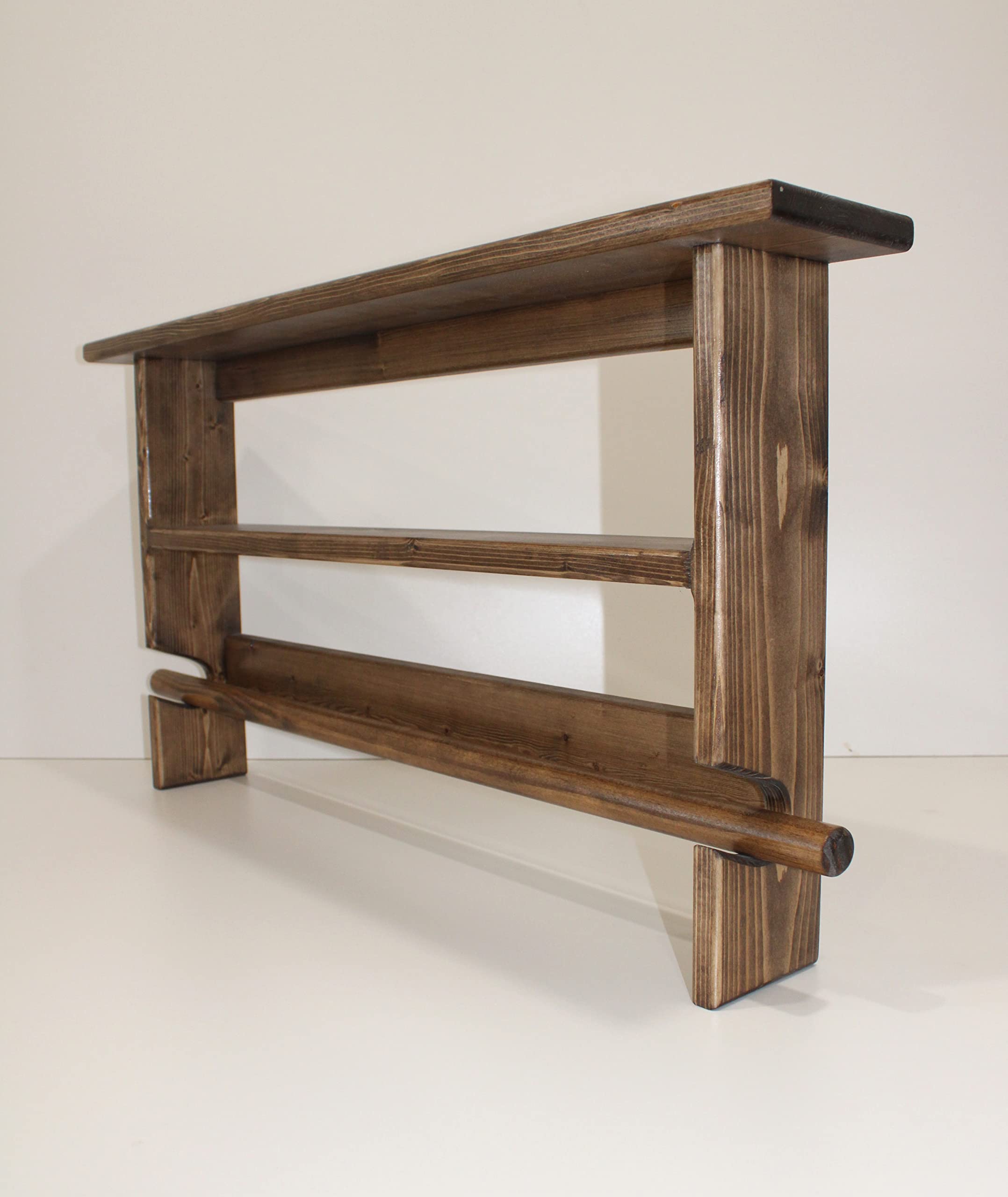 Double Shelf Wooden Quilt Rack - Unfinished Provincial Blanket Display Stand for Afghan, Tapestry & Bedding Storage | Perfect for Bedroom, Living Room & Farmhouse Decor