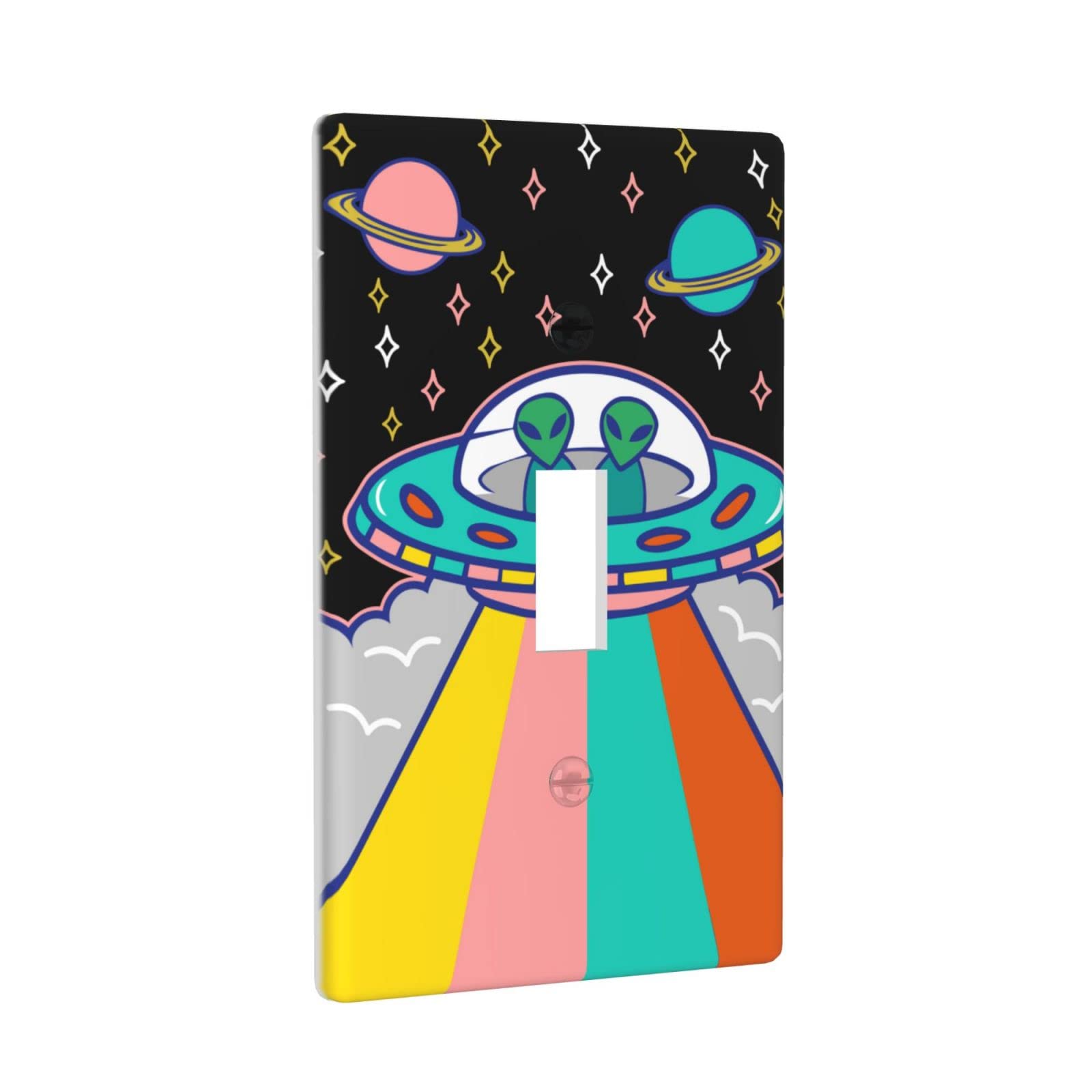 Alien Spaceship Design Single Gang Toggle Light Switch Wall Plate Cover - Durable Kitchen & Home Decor Accessory for Modern Living Rooms, Bedrooms & Offices