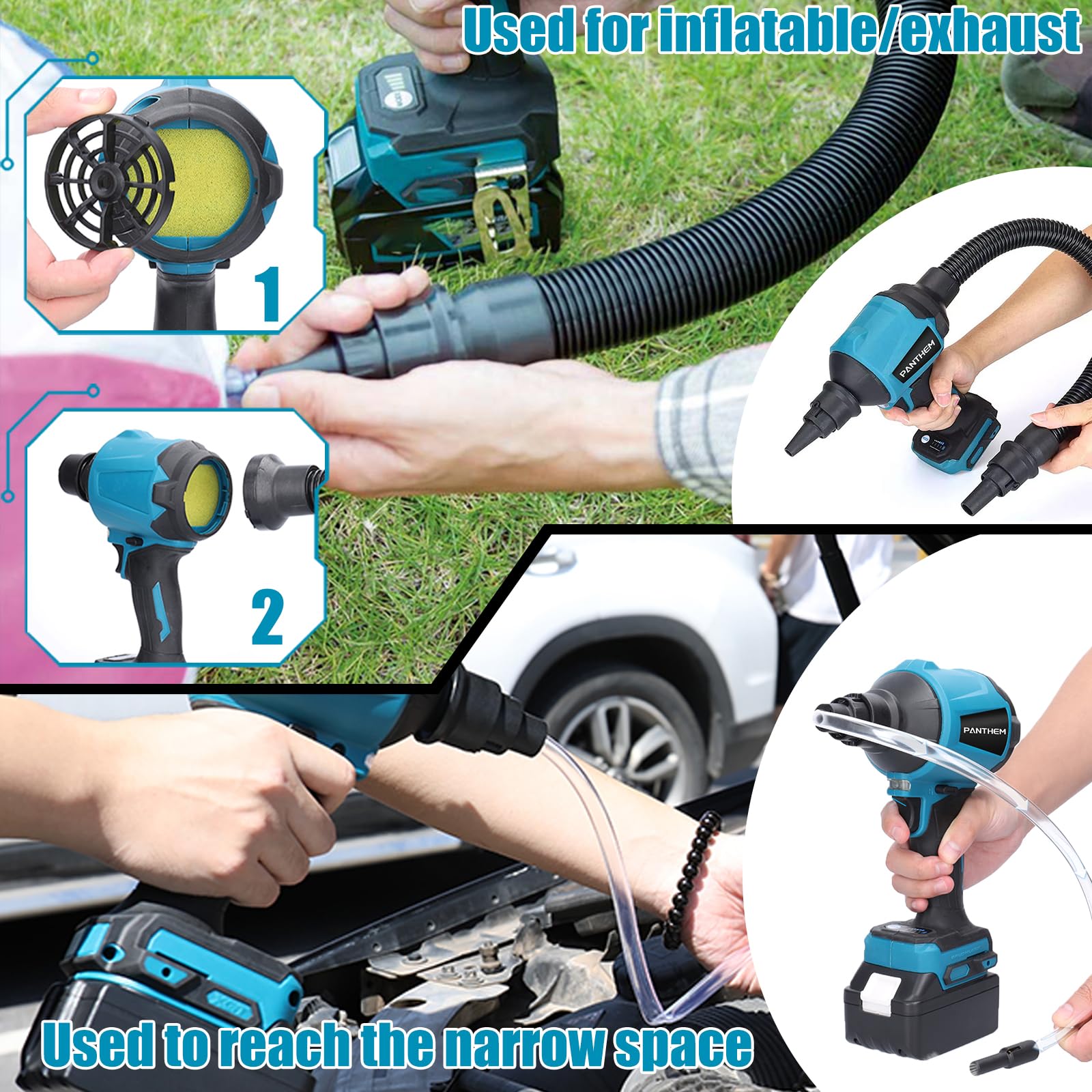 **18V Cordless Leaf Blower - Mini Battery-Powered Blower Compatible with Makita 18V Li-Ion Batteries for Lawn Care, Leaf Blowing, Car Cleaning & Tight Spaces (Battery & Charger Not Included, Blue)**    *Perfect for quick yard cleanup, blowing leaves off driveways, drying cars after washing, and reaching tight corners.*