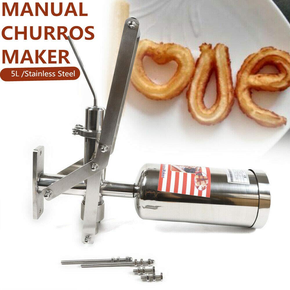 5L Commercial Churros Filler Machine - Stainless Steel Hand Crank Churro Maker for Spanish Donuts - Perfect for Restaurants, Bakeries & Home Use - Easy Manual Operation for Latin Fruit Filling