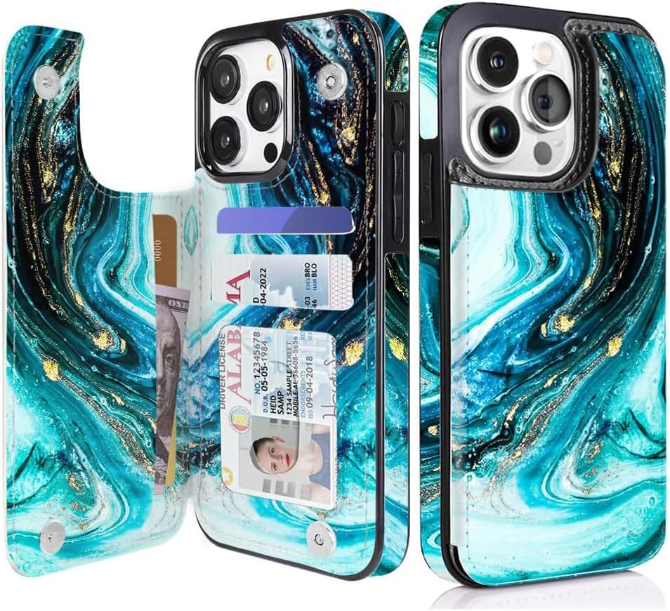iPhone 15 Plus Wallet Case with Card Holder Slots - PU Leather Folio Flip Cover with Kickstand & Double Magnetic Clasp | Perfect for Daily Commute, Business Meetings & Travel Protection