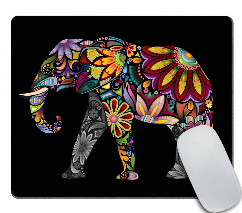 Stylish Mandala Floral Elephant Mouse Pad - Colorful Non-Slip Office Desk Accessory for Men & Women | Perfect Gift for Home & Office Decor | Ideal for Workstations, Gaming Setups & Workspace Organization
