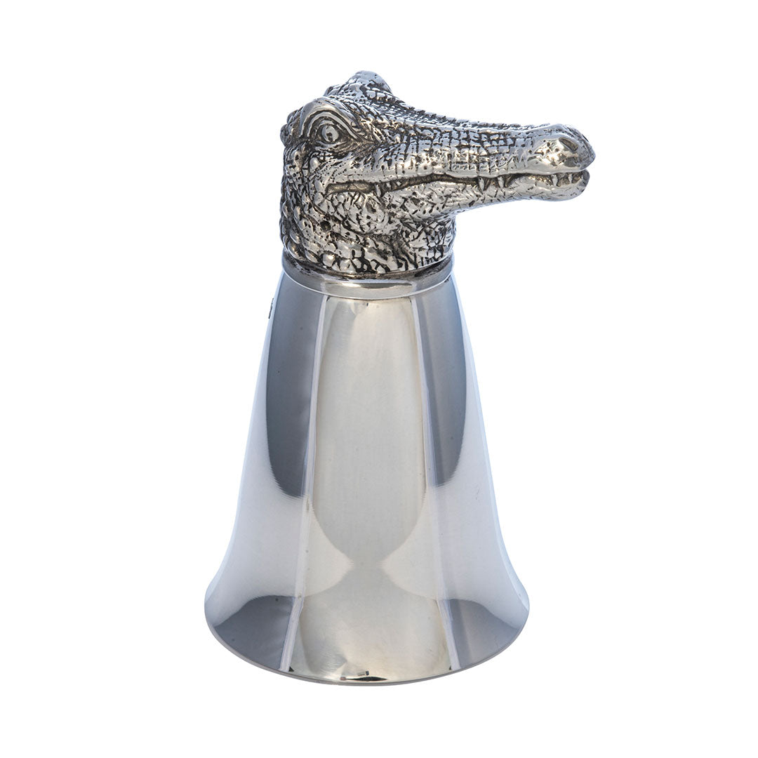 Pewter Alligator Stirrup Cup Jigger 2.5oz - Perfect for Bourbon, Whiskey & Cocktail Serving - Southern Style Barware for Home & Party Use