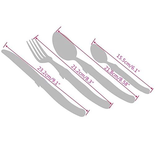 24-Piece Laguiole Steak Knives Set - Stainless Steel Western Cutlery with Wooden Handles - Includes Forks, Spoons & Steak Knives - Elegant Dinnerware for Fine Dining & Entertaining - Perfect for Restaurants, Weddings & Special Occasions