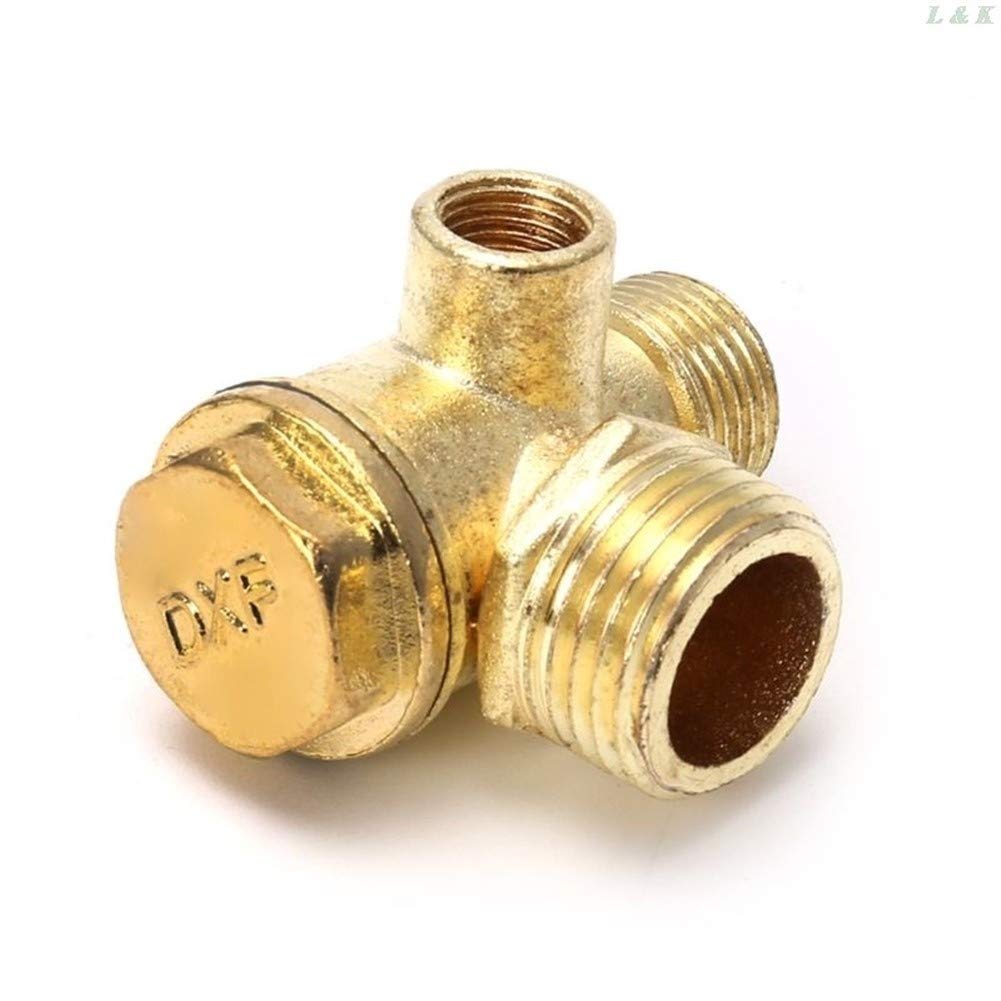 3-Port Zinc Alloy Air Compressor Check Valve - 90 Degree Threaded Central Pneumatic Valve for Air Tools, HVAC Systems & Industrial Applications