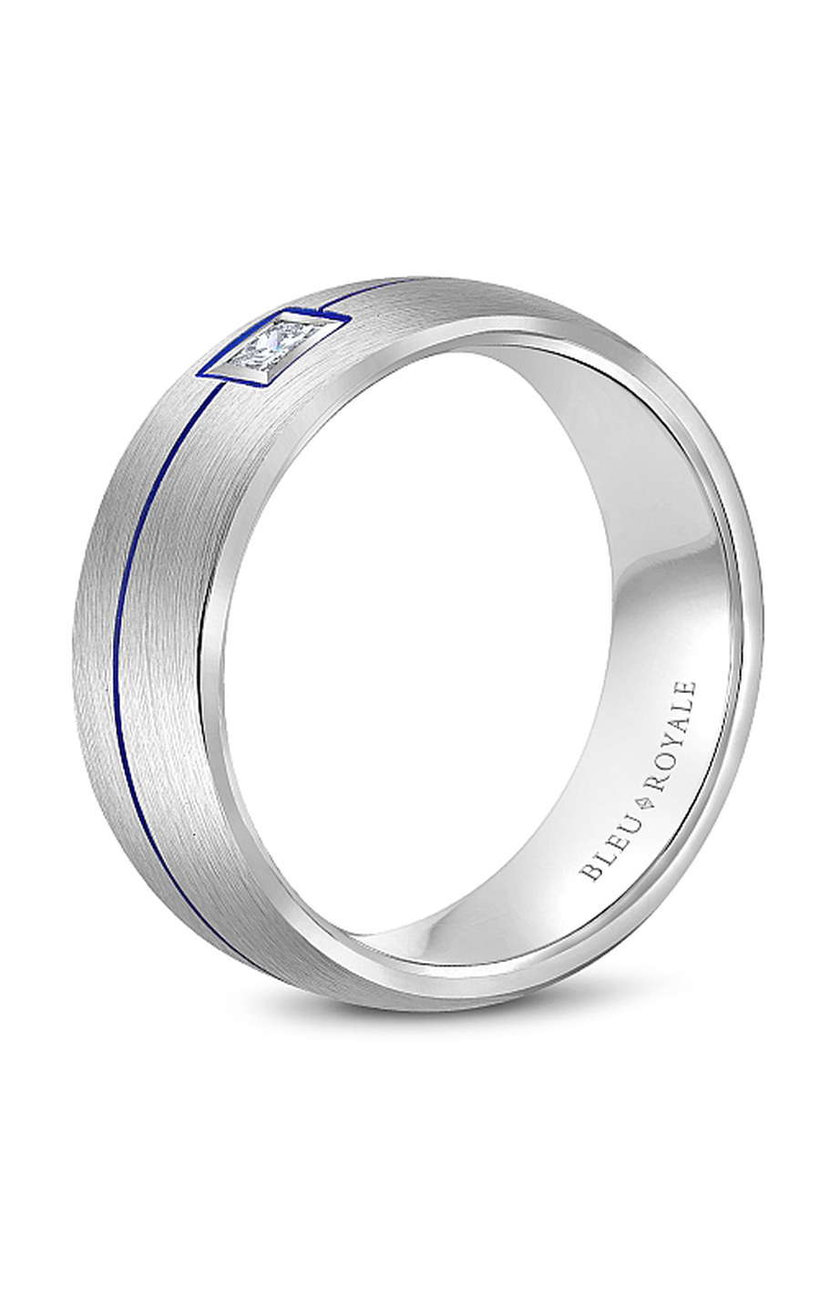 Bleu Royale Men's Wedding Band Ring - 8mm Comfort Fit Tungsten Carbide with Brushed Finish - RYL 027WD75 - Perfect for Engagement, Anniversary & Formal Occasions