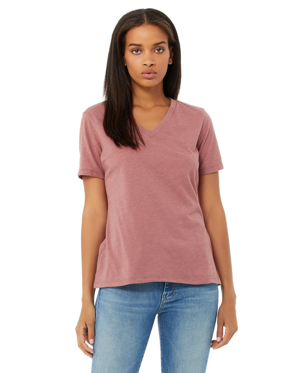 Bella + Canvas 6405 Women's Relaxed Fit V-Neck Jersey T-Shirt - Soft & Comfortable Casual Tee for Everyday Wear, Lounge, and Layering