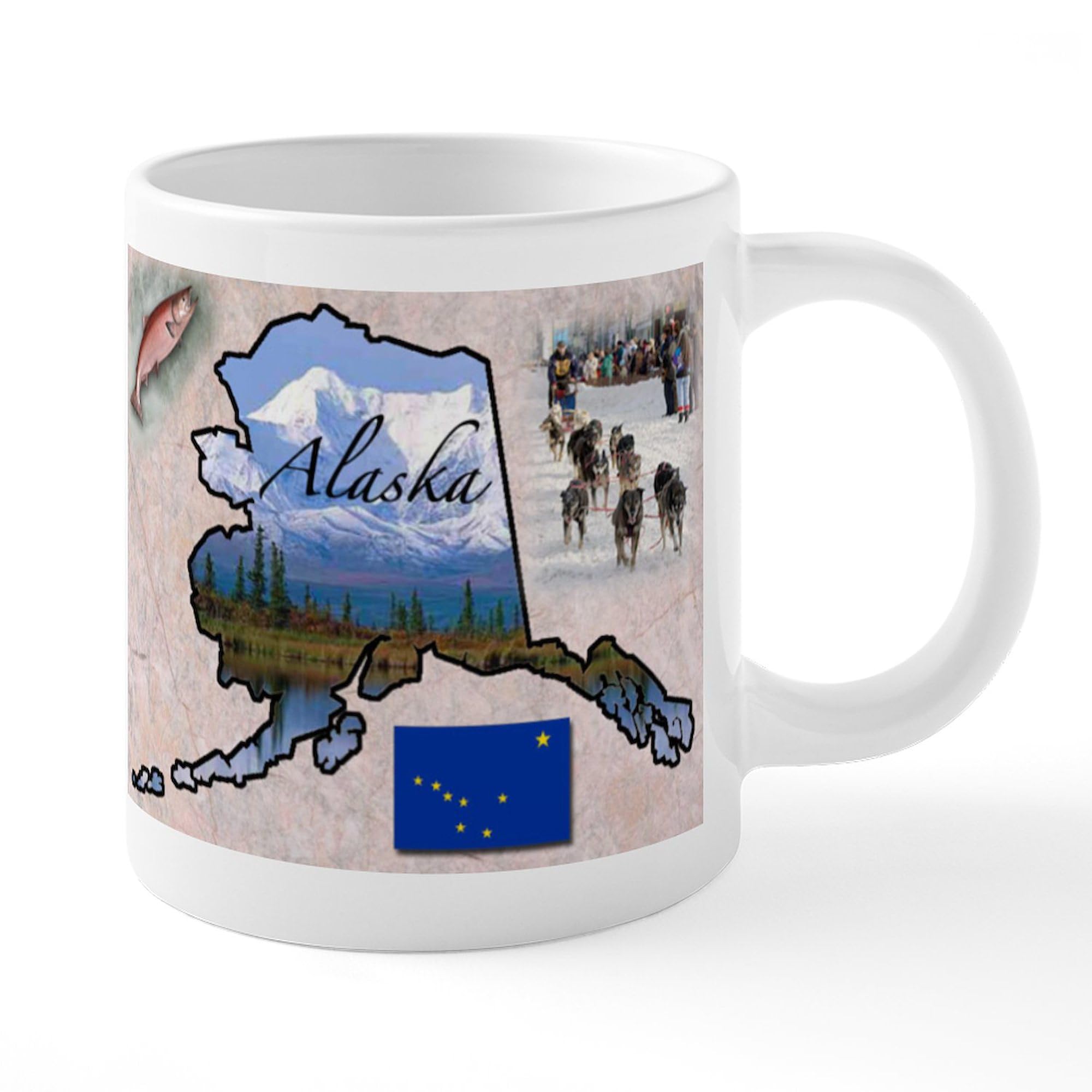 Alaska Map Design 20 oz Ceramic Coffee Mug - Large Insulated Travel Mug for Hot & Cold Drinks - Perfect for Home, Office, Camping Gifts