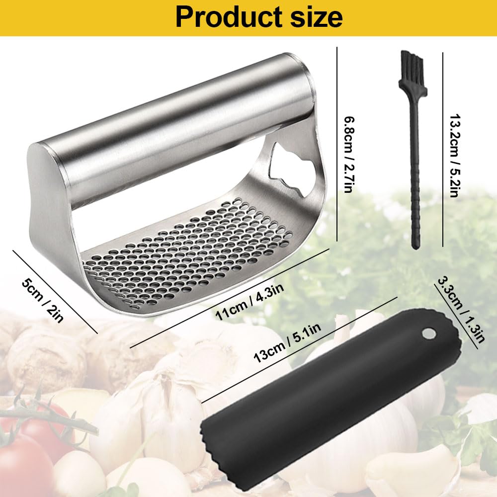 2024 Premium Stainless Steel Garlic Press - Heavy Duty Manual Garlic Crusher & Masher for Effortless Cooking - Perfect for Kitchens, Restaurants, and Home Chefs