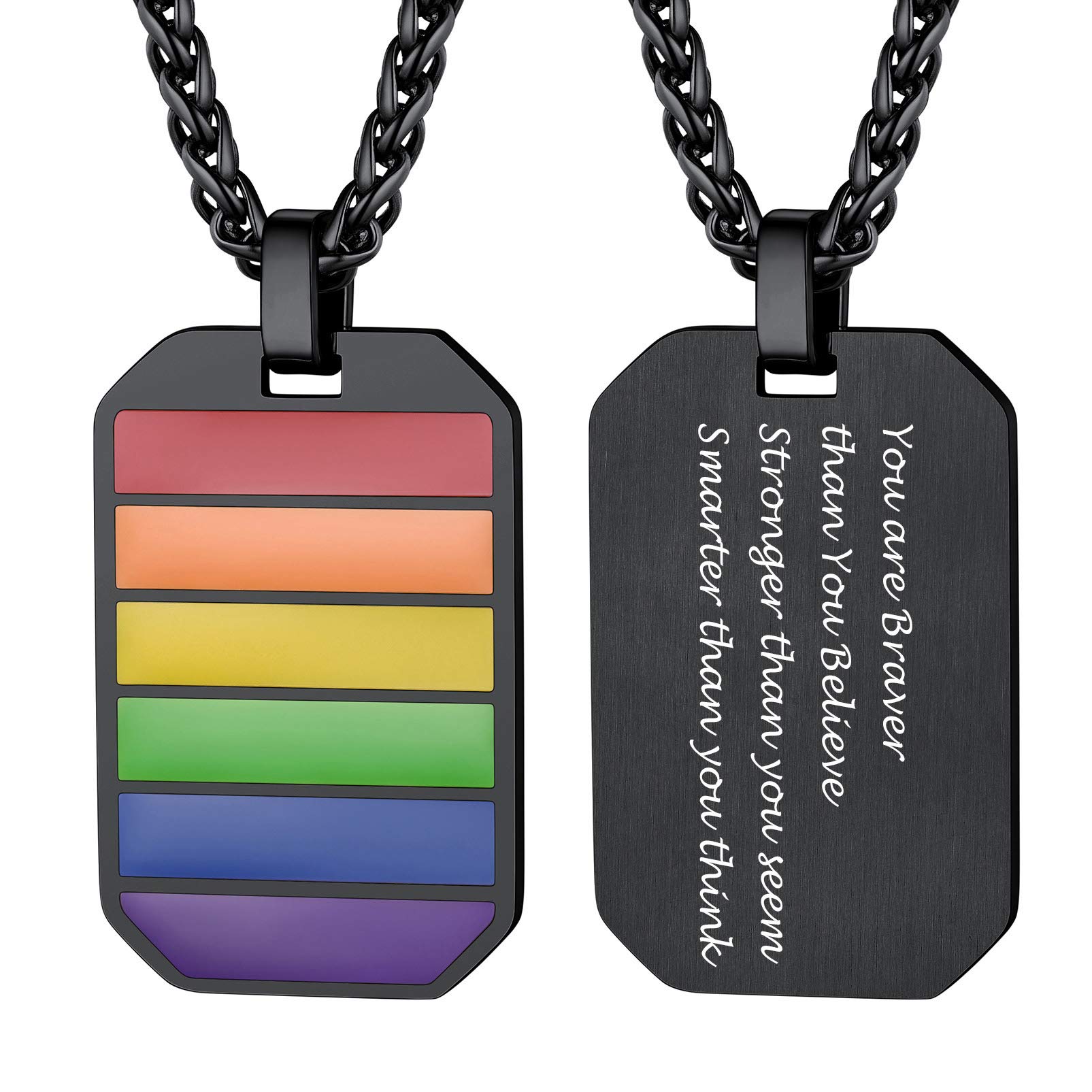 PROSTEEL LGBTQ Pride Necklace - Bisexual & Rainbow Jewelry for Men & Women - Love Wins Equality Pendant - Inspirational Gift Box - Perfect for Pride Parades, Coming Out, & LGBTQ Support