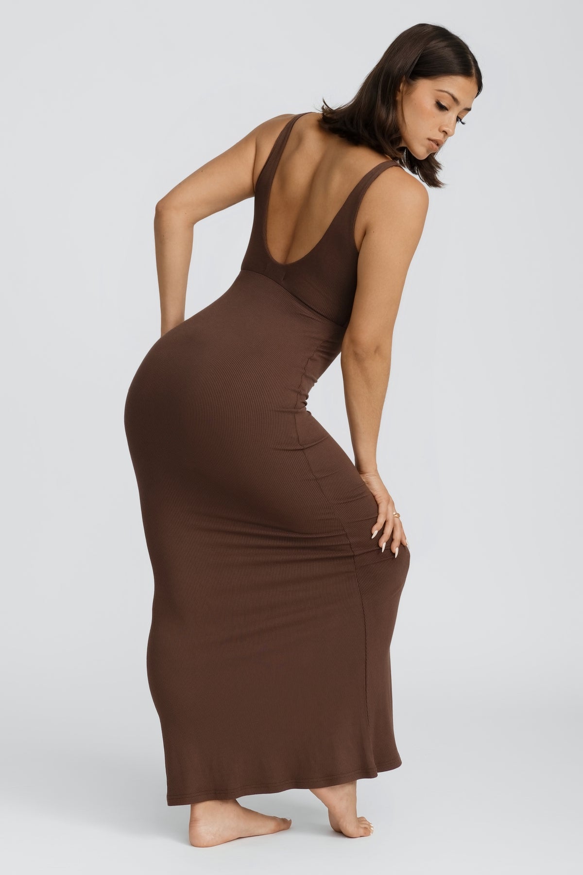 Reily Maxi Dress in Chocolate Brown - Elegant Long Flowy Dress for Women, Perfect for Summer Beach, Vacation, and Casual Outings