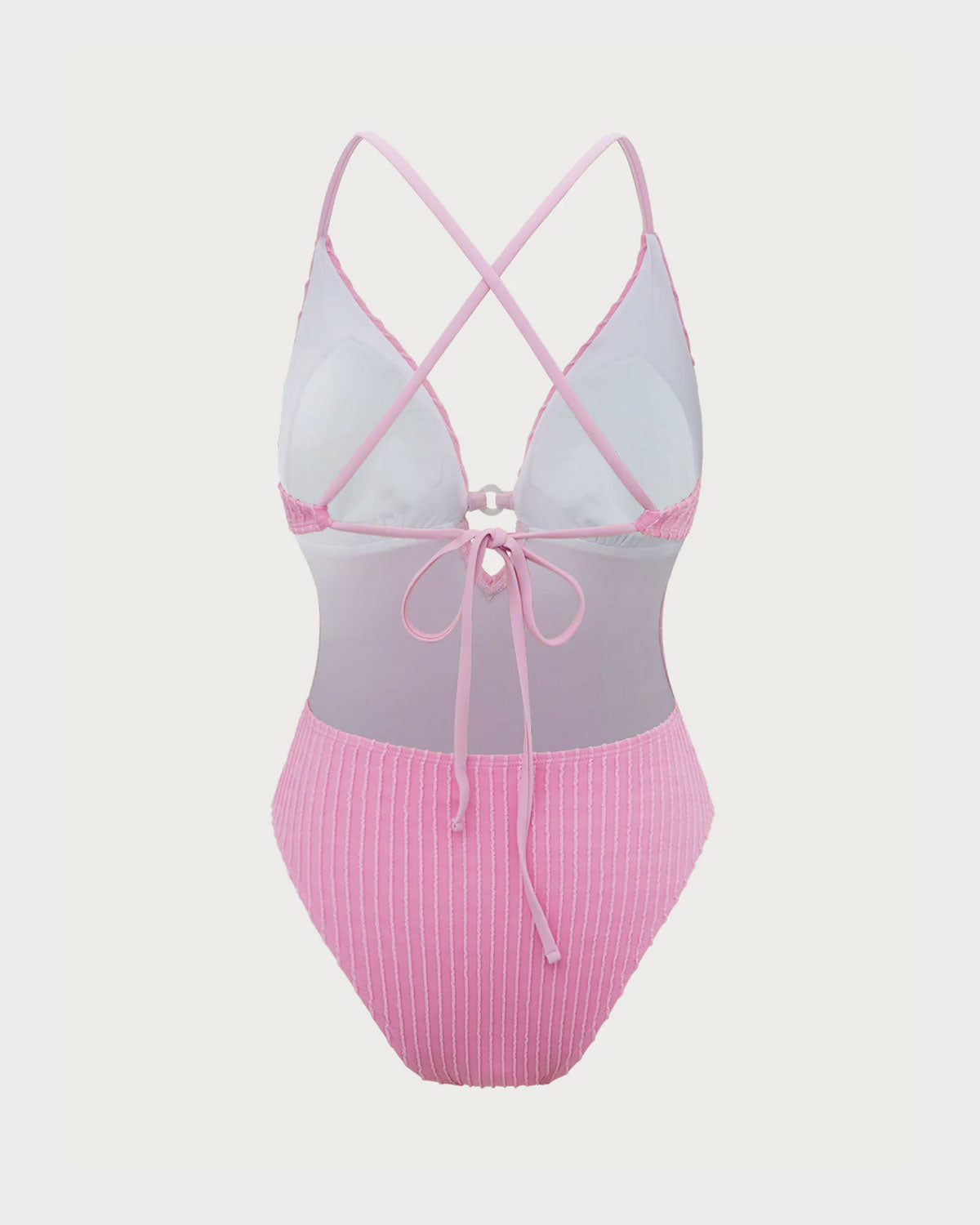 Sexy Pink Textured Cutout One Piece Swimsuit for Women - High Waisted Tummy Control Bathing Suit - Perfect for Beach Vacation & Pool Party