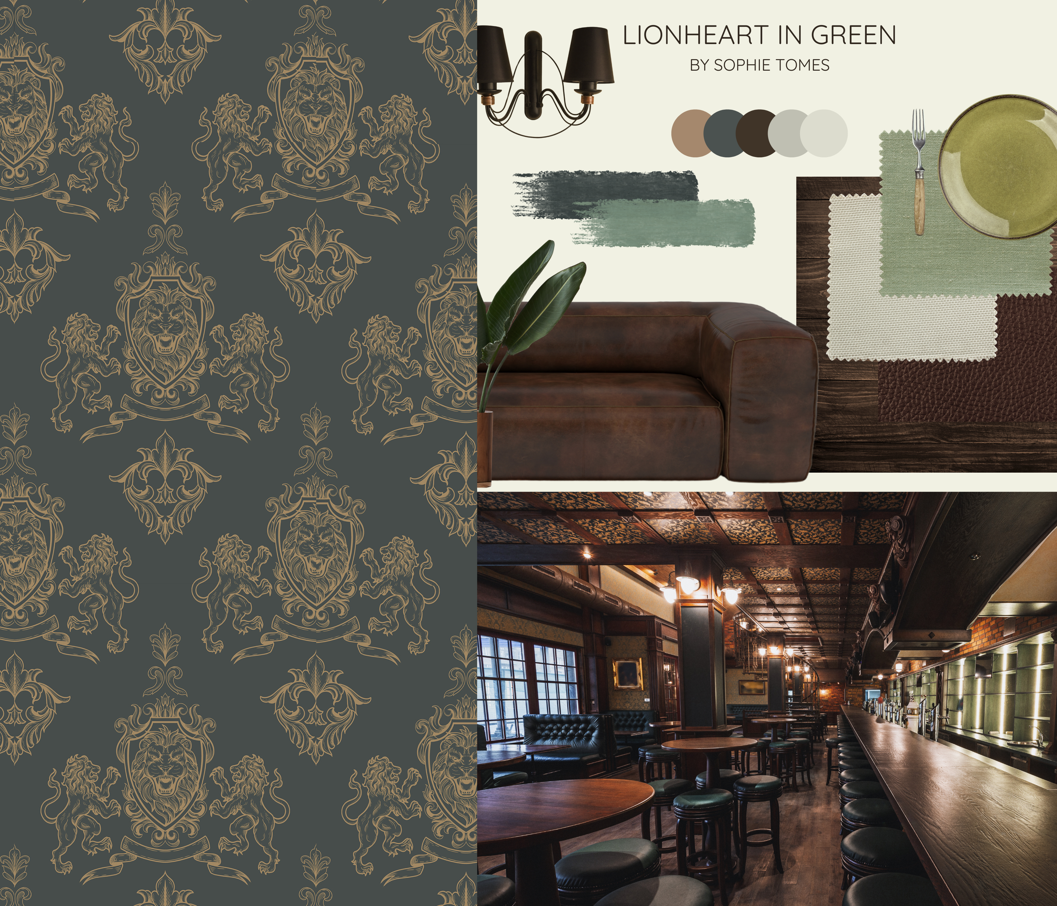 Premium Lionheart Green Wallpaper - Self-Adhesive Peel & Stick Wallpaper for Bedroom, Living Room, and Home Decor - Easy to Install & Removable