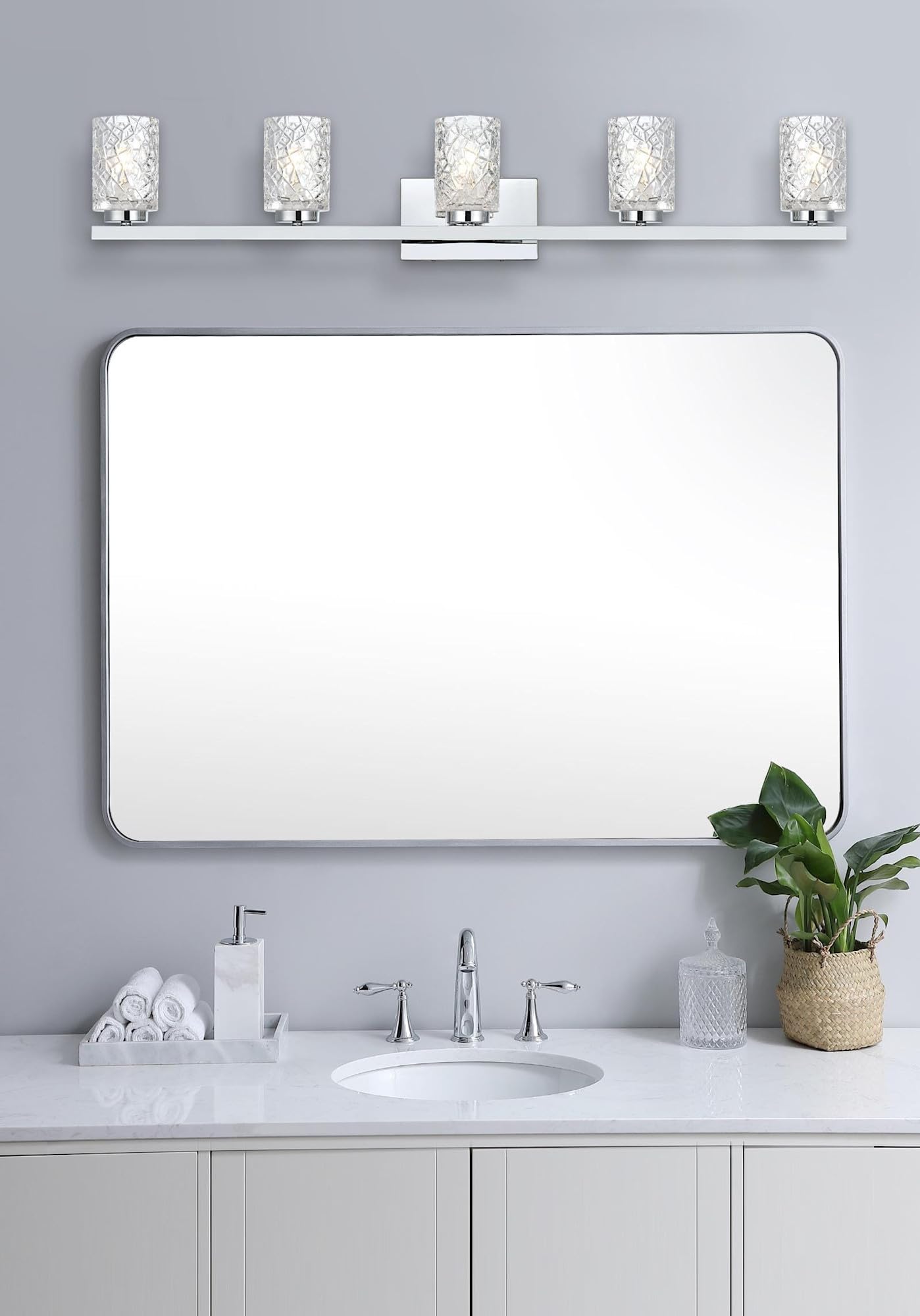 Modern 5-Light Brass Ceiling Cassie Bathroom Sconce with Clear Glass Shade - Indoor Home Decor Lighting for Bathroom, Bedroom & Hallway