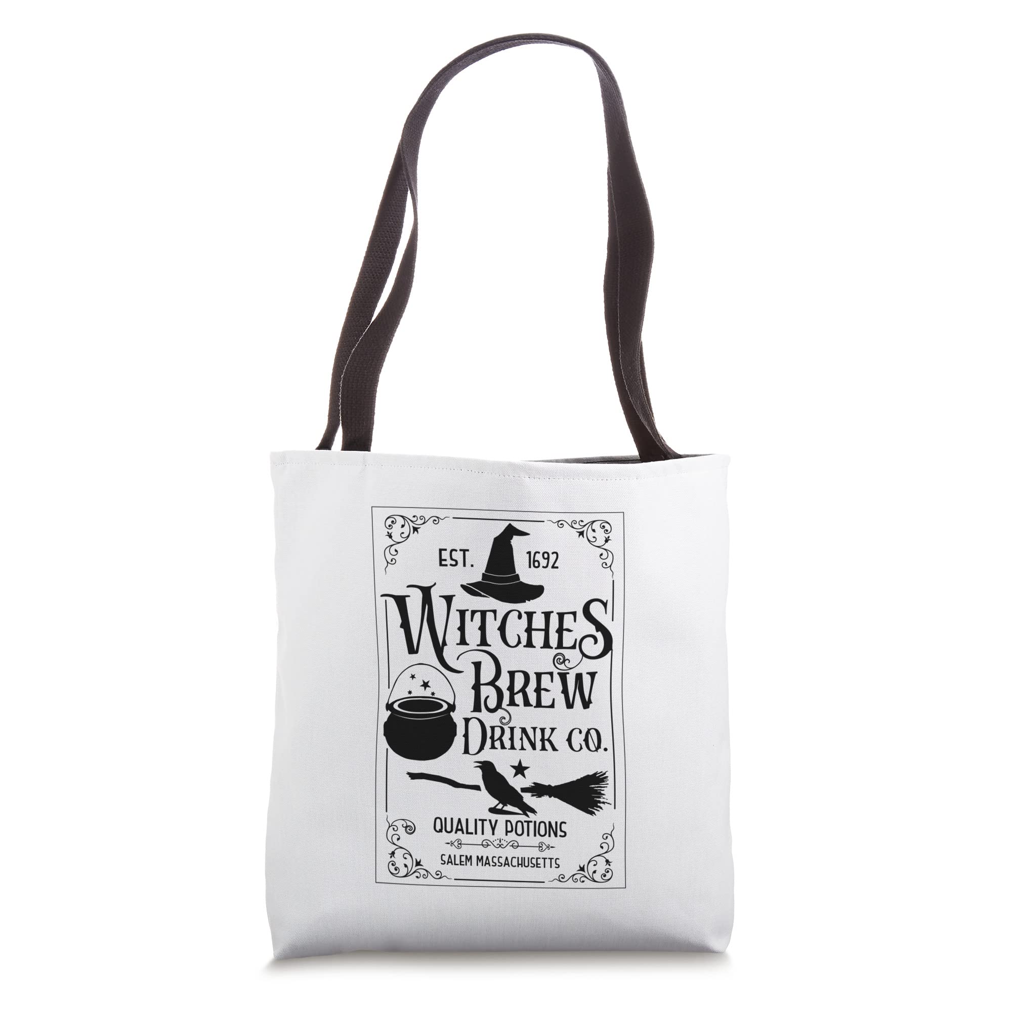 Salem Witch Est 1692 Witches Brew Drink Co. Funny Halloween Tote Bag - Perfect for Trick or Treating, Costume Parties & Spooky Gift Giving