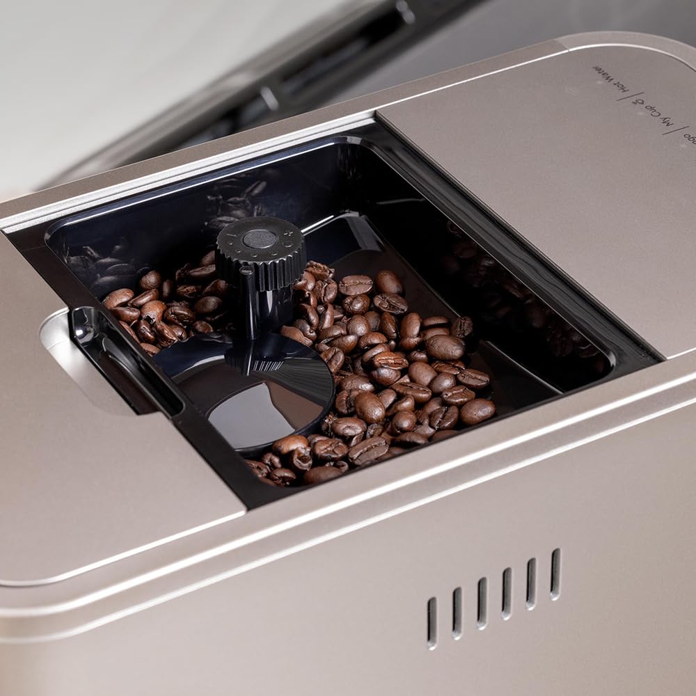 Café Affetto Automatic Espresso Machine with Milk Frother - Built-In Adjustable Coffee Grinder - 90 Second One-Touch Brewing - 1.2L Stainless Steel (C7CEBBS2RS3) - Perfect for Home Baristas & Office Coffee Stations