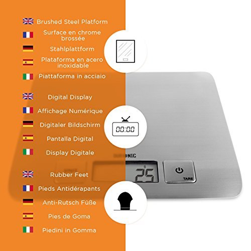 Duronic KS1009 Digital Kitchen Scale - Precision Electronic Food Scale for Baking, Cooking & Meal Prep with LCD Display & Tare Function | Perfect for Home, Office, School, Postal & Pet Food Measurement