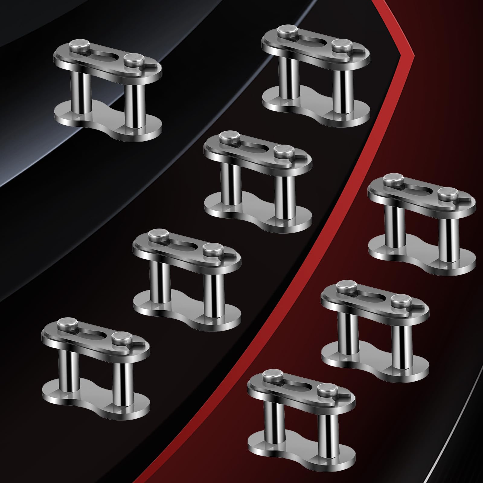 8 Pcs Heavy Duty #40 Chain Master Links - Steel Alloy Roller Bike Bicycle & Motorcycle Chain Connectors - Replacement for Bike, Mini Karting, Pit Scooter - Perfect for Off-Road, Mountain Biking & Motorcycle Maintenance