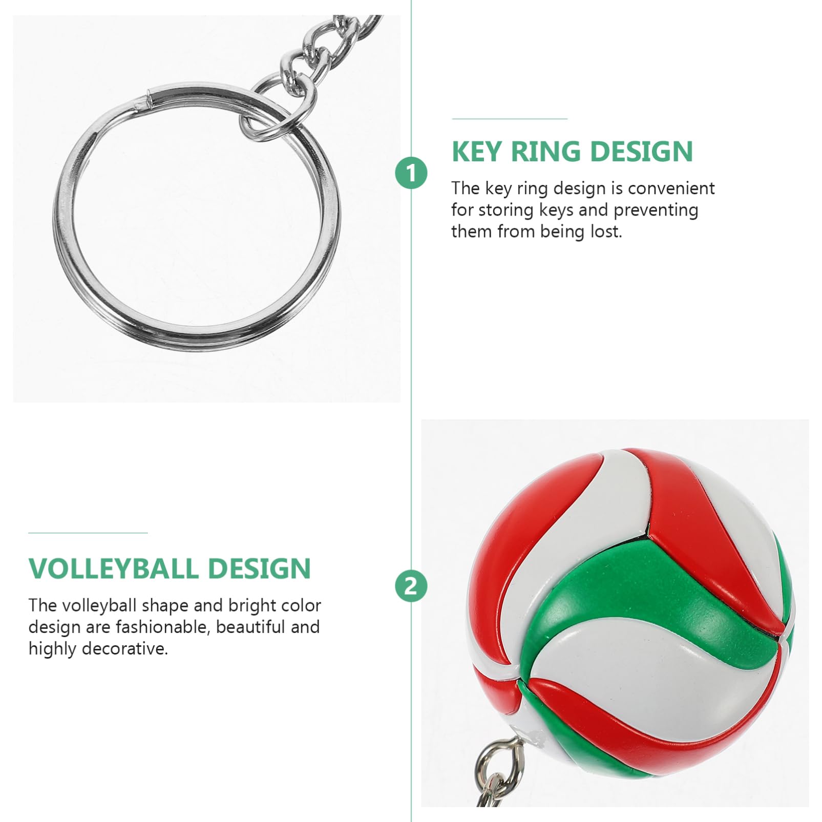 KALLORY 3-Pack Leather Volleyball Keychains - Sporty Keyrings for Volleyball Fans, Women & Men - Perfect for Team Gifts, Party Favors, and Game Day Accessories