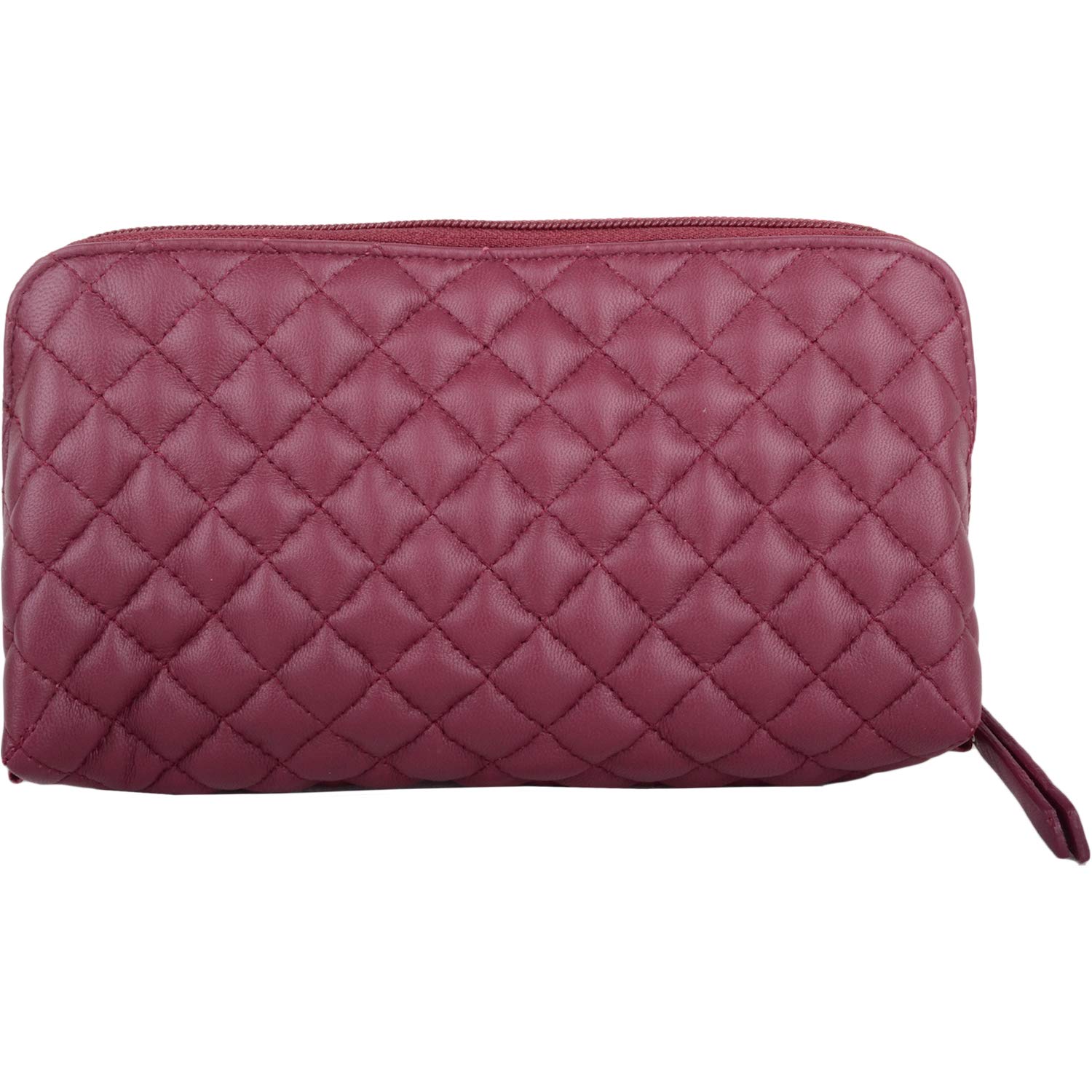 Women's Twin Pack Soft Leather Quilted Cosmetic Pouch Set - Makeup Bag & Pencil Case Organizer for Travel, School, and Daily Essentials Storage