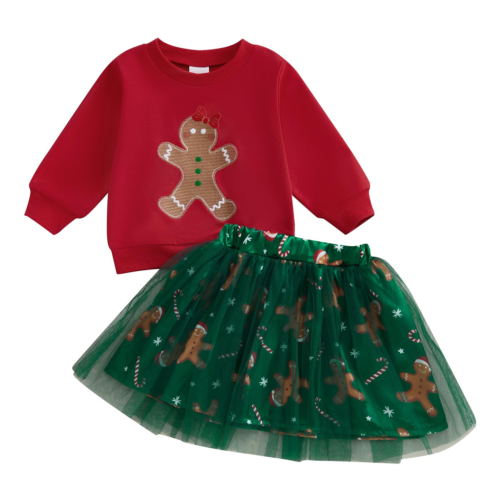 BemeyourBBs Toddler Girl Christmas Outfit - Baby Girl Crewneck Sweatshirt & Tutu Skirt Set | Cute Holiday Clothes for Little Girls | Perfect for Christmas Photos, Parties & Family Gatherings