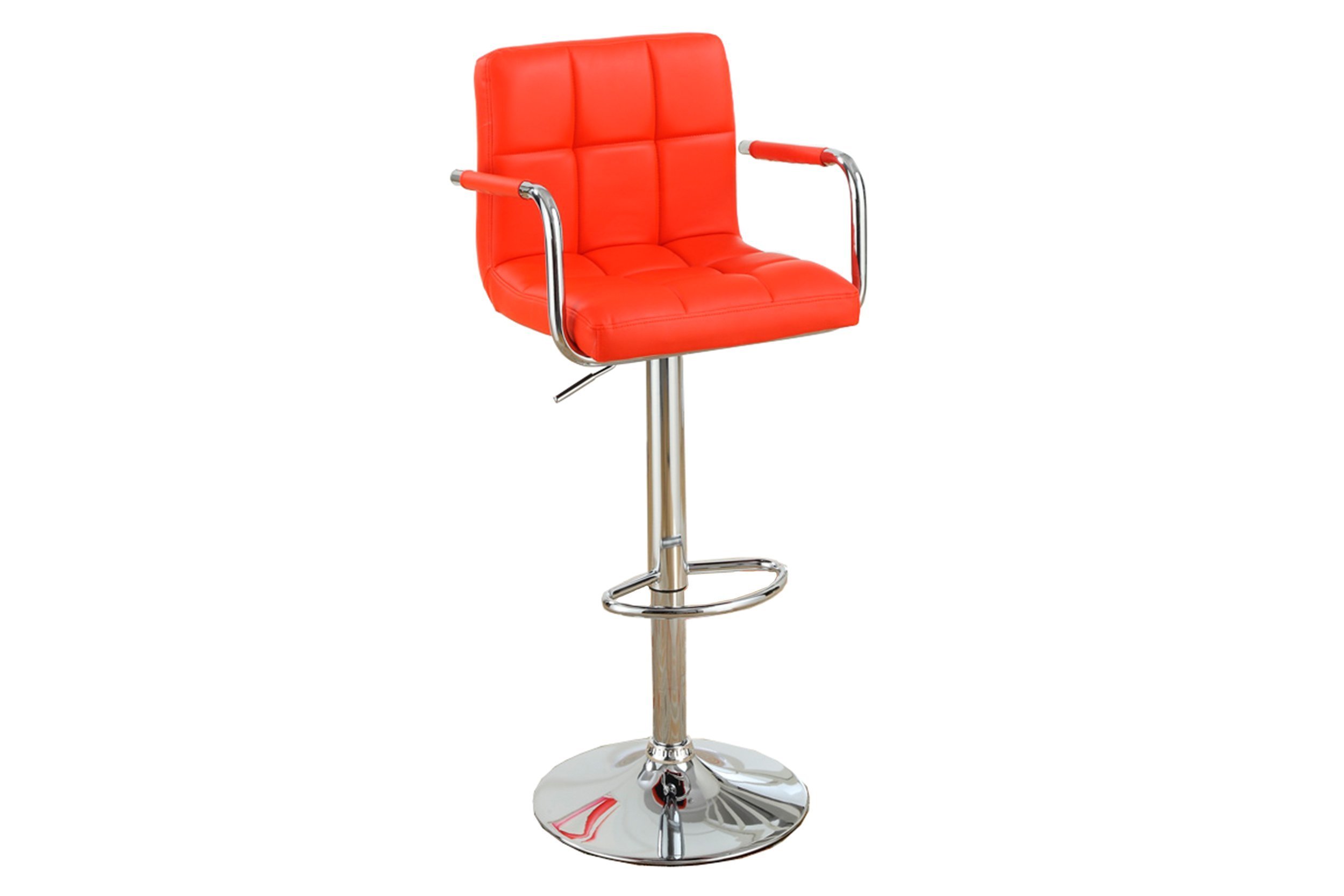 Poundex 2-Piece Red PU Leather Tufted L-Shaped Bar Stool Set - Modern Kitchen Island & Home Bar Counter Stools for Dining & Entertaining