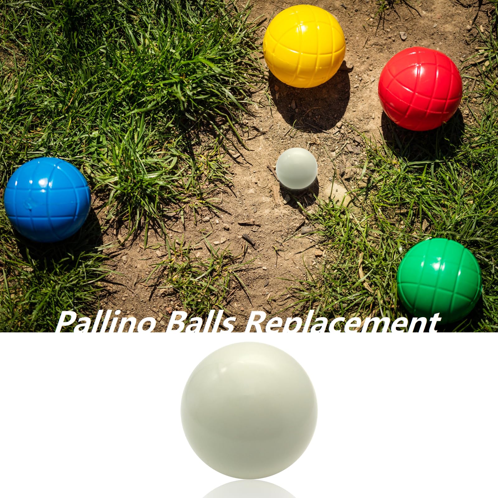 2 Pcs 57mm Bocce Pallino Replacement Balls - Durable White Bocce & Boule Game Accessories for Outdoor Lawn Games and Backyard Fun