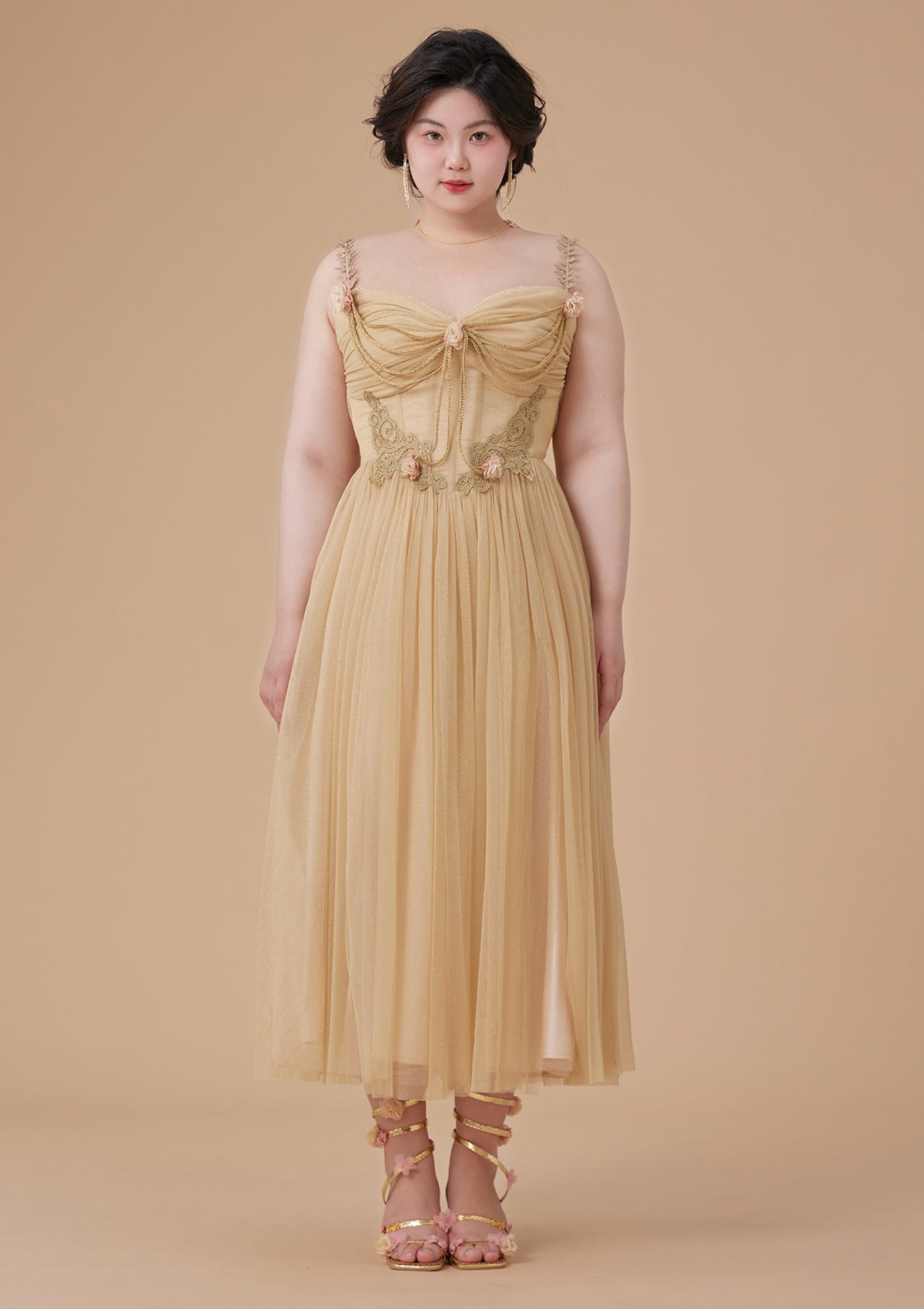 Elegant Curve & Plus Size Nile Rose Corset Dress for Women - Perfect for Evening Parties, Weddings & Special Occasions