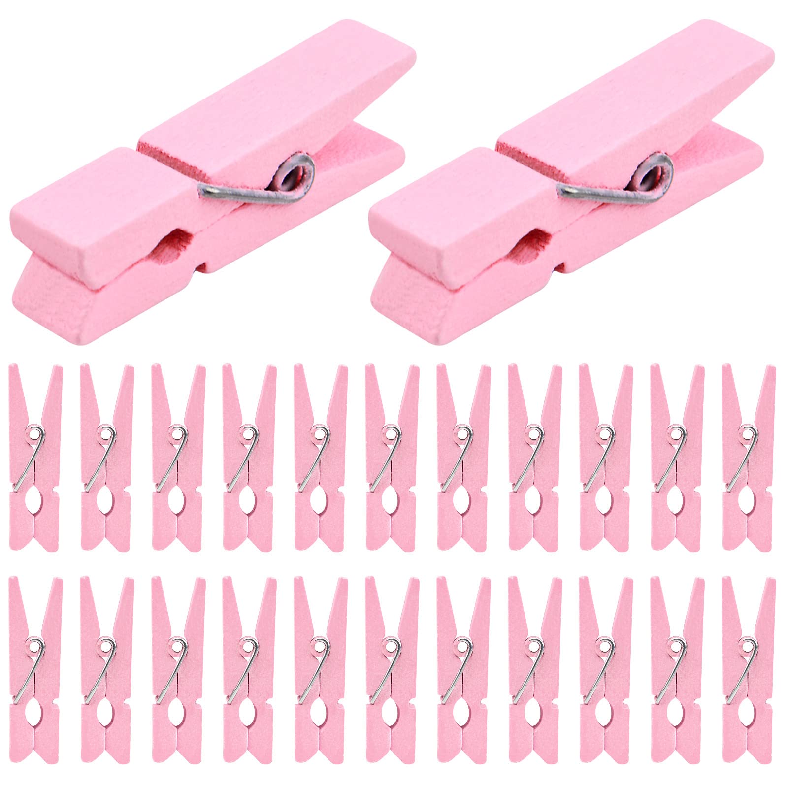 50pcs Pink Wooden Clothespins - Small Photo Clips for Wall Hanging, Craft Projects, Jewelry Display | Perfect for Home Decor, Wedding & Party Decoration, DIY Scrapbooking