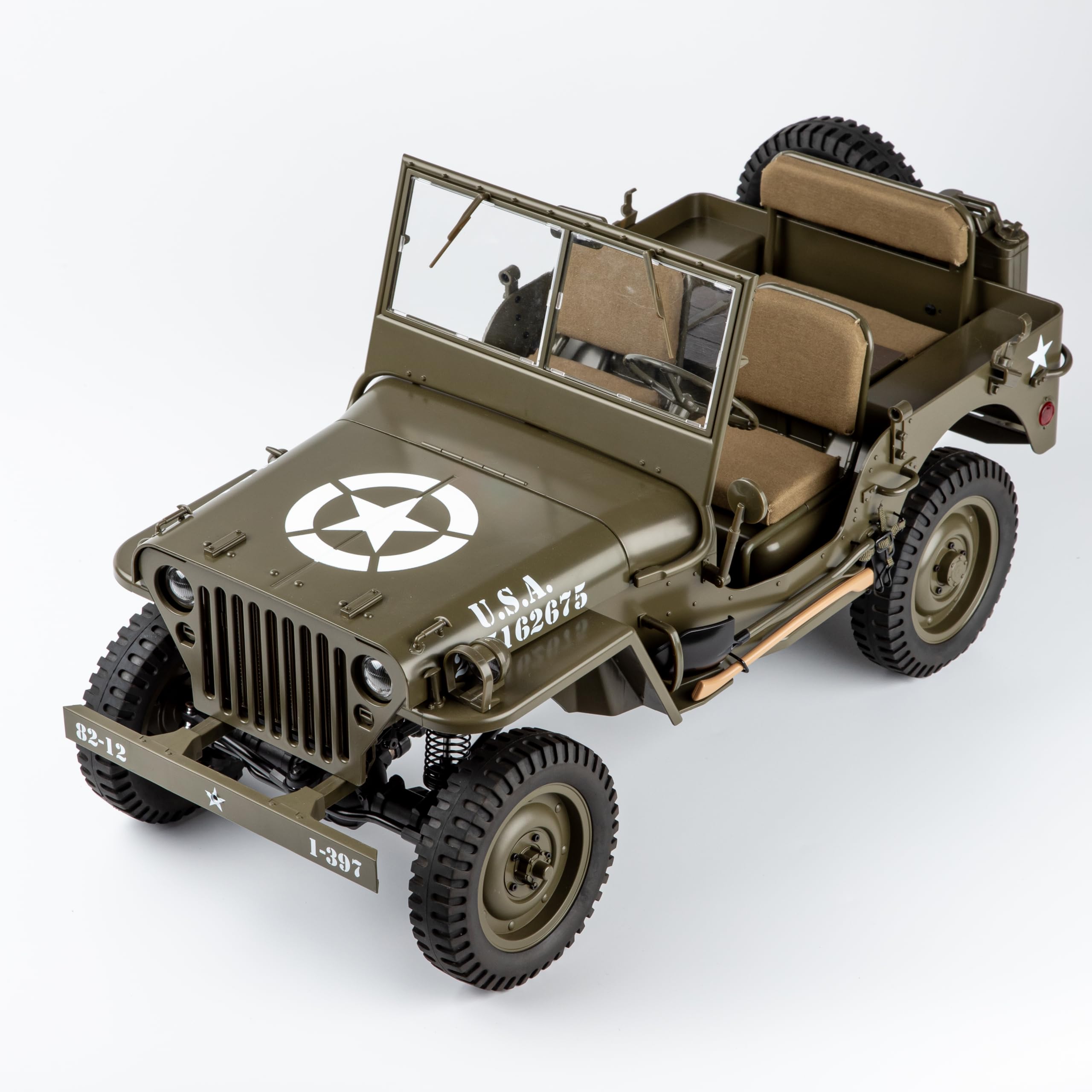 1/6 Scale FCX RocHobby 1941 MB Scaler 4x4 RC Truck - Hobby Grade Remote Control Car with 550 Brushed Motor & LED Lights for Adults (Battery & Charger Not Included) - Perfect for Off-Road Adventures, Backyard Crawling & RC Enthusiast Collections