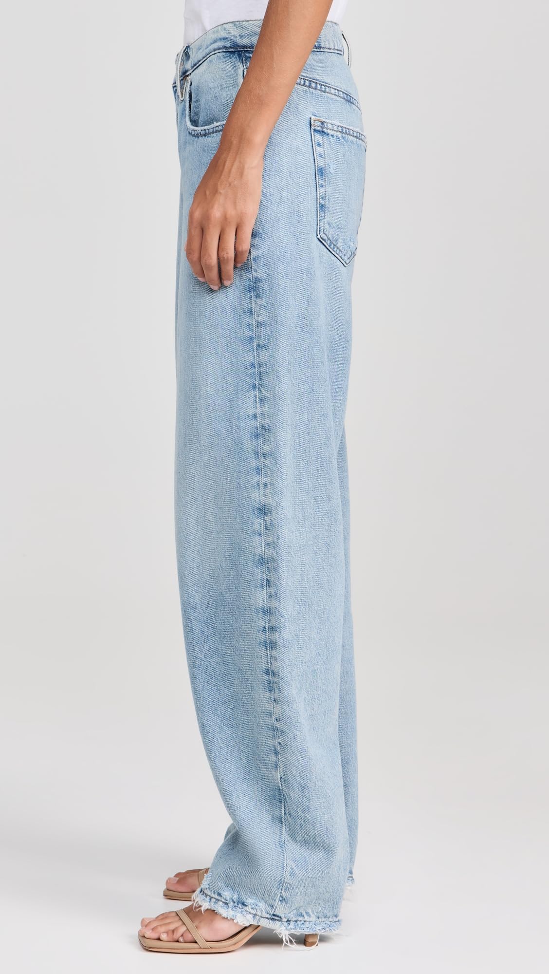 FRAME Women's Low Rise Barrel Jeans - High Waist Distressed Denim Pants for Casual Outfits & Street Style
