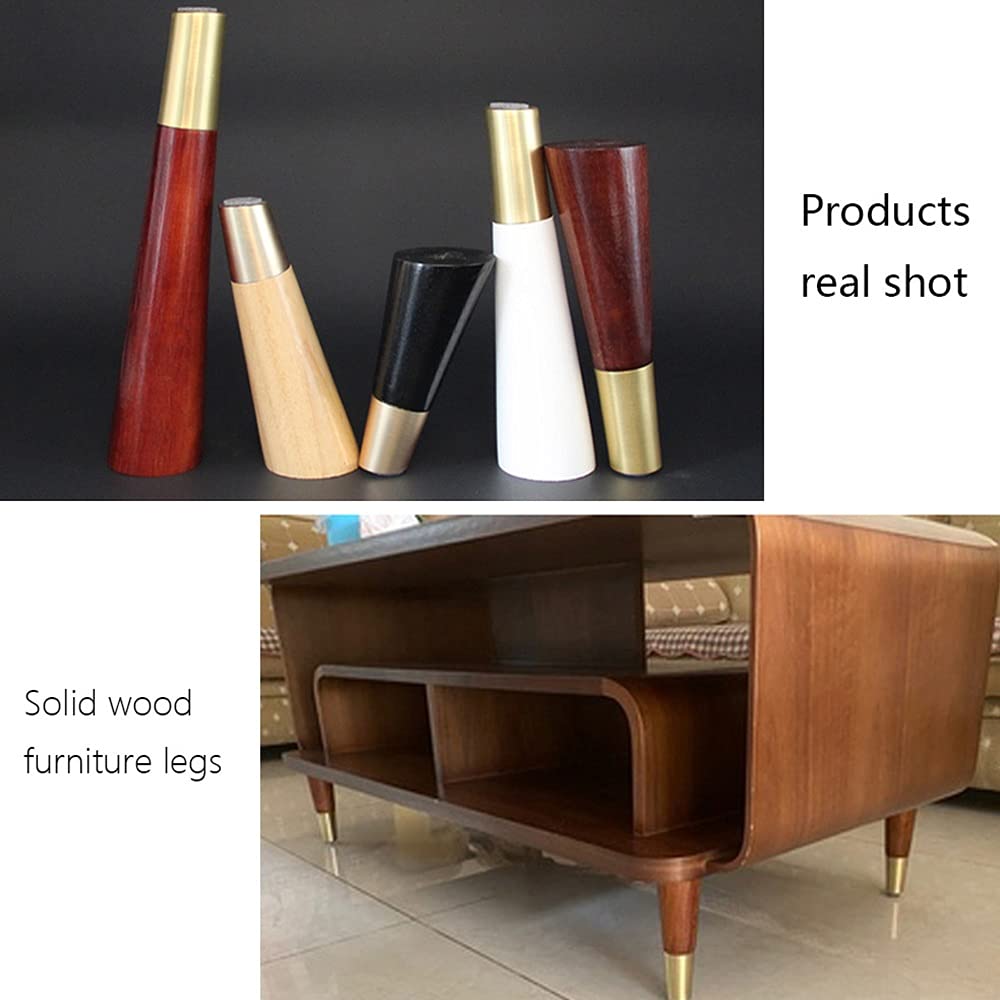 4 Inch Solid Rubber Wood Furniture Legs - Set of 4 Replacement Table Feet for Sofa, Coffee Tables, Desks & Nightstands (8in/20cm, Black) - Perfect for Home Office, Living Room & Bedroom Furniture Upgrade