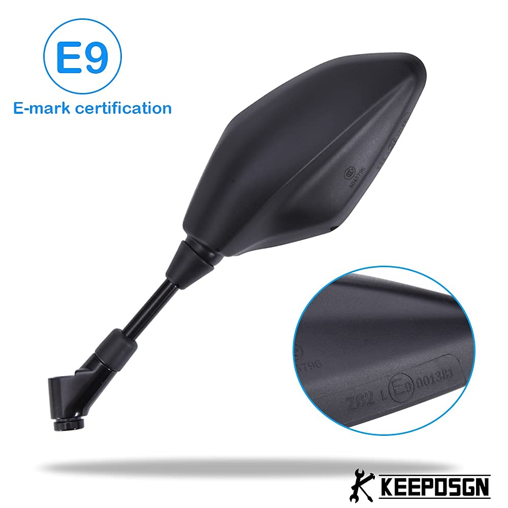 Universal 8MM 10MM Motorcycle Handlebar Rear View Mirrors - Compatible with Yamaha MT07 MT09 MT10 FZ6 FZ7 FZ10 Tracer - Durable Adjustable Safety Mirrors for Street Bikes & Cruisers - Perfect for Commuting, Touring & Highway Riding