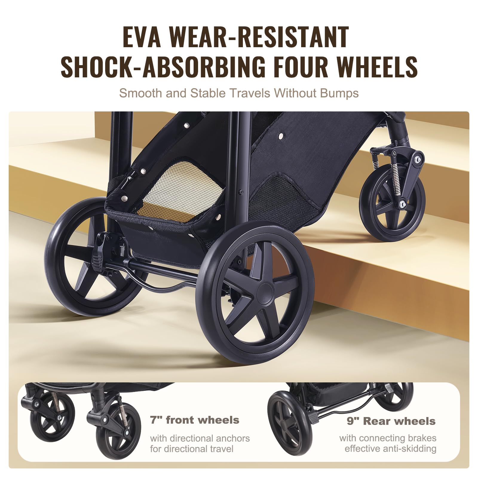 VEVOR 2-in-1 Travel System Stroller with Bassinet & Reversible Seat | Light Gray Baby Stroller Combo with One-Button Fold, EVA Tires & Brake | Perfect for Newborns, Shopping & Outdoor Walks