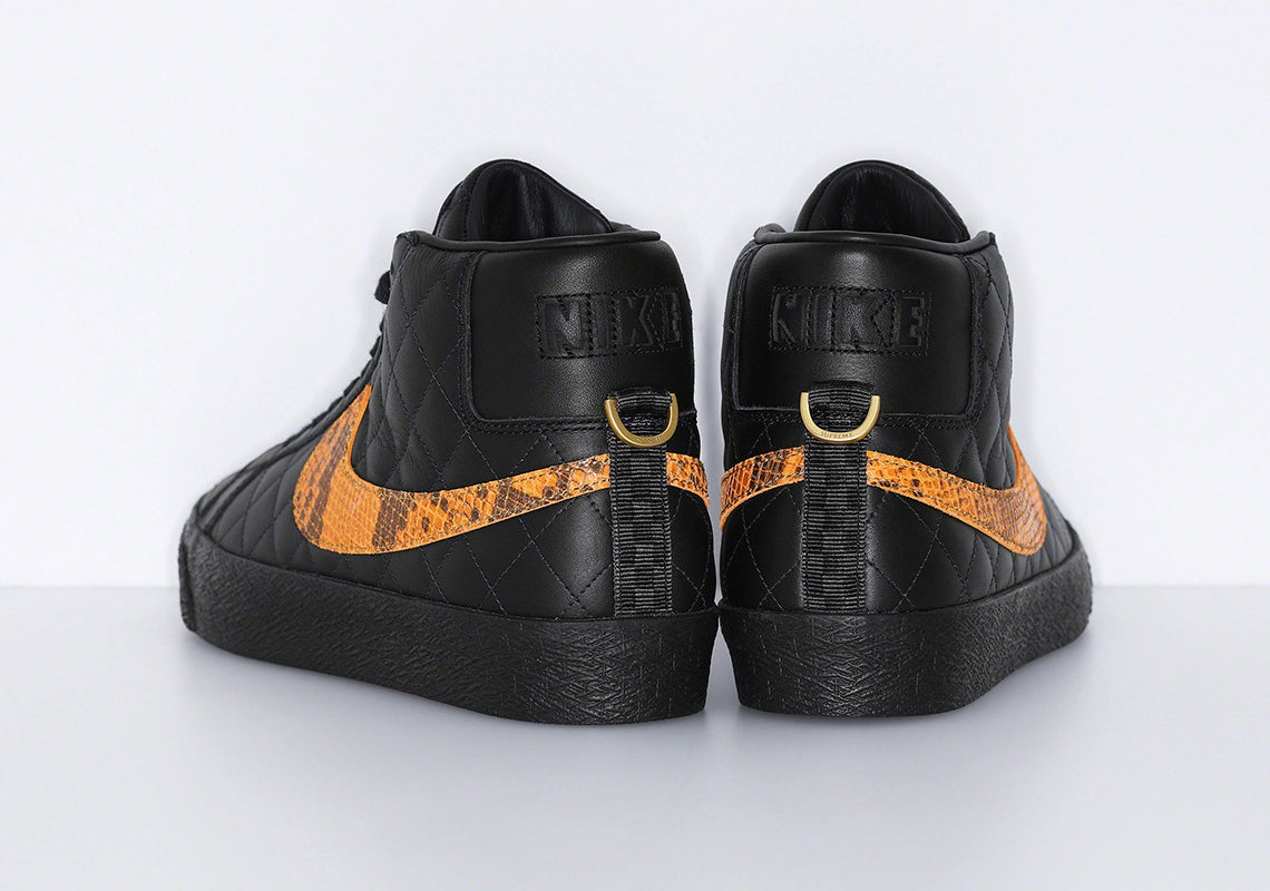 Supreme x Nike SB Blazer Mid Black Skateboarding Shoes - Men's High-Top Sneakers for Streetwear & Skateboarding Fashion