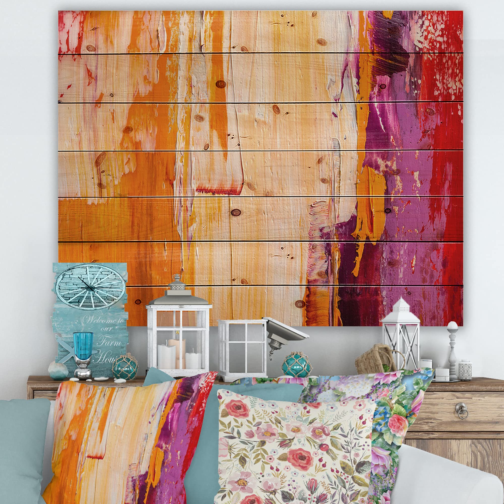 DesignQ Grunge Green Abstract Modern Wood Wall Art - Large Contemporary Wood Wall Decor Printed on Natural Pine - Perfect for Living Room, Bedroom & Office Decor