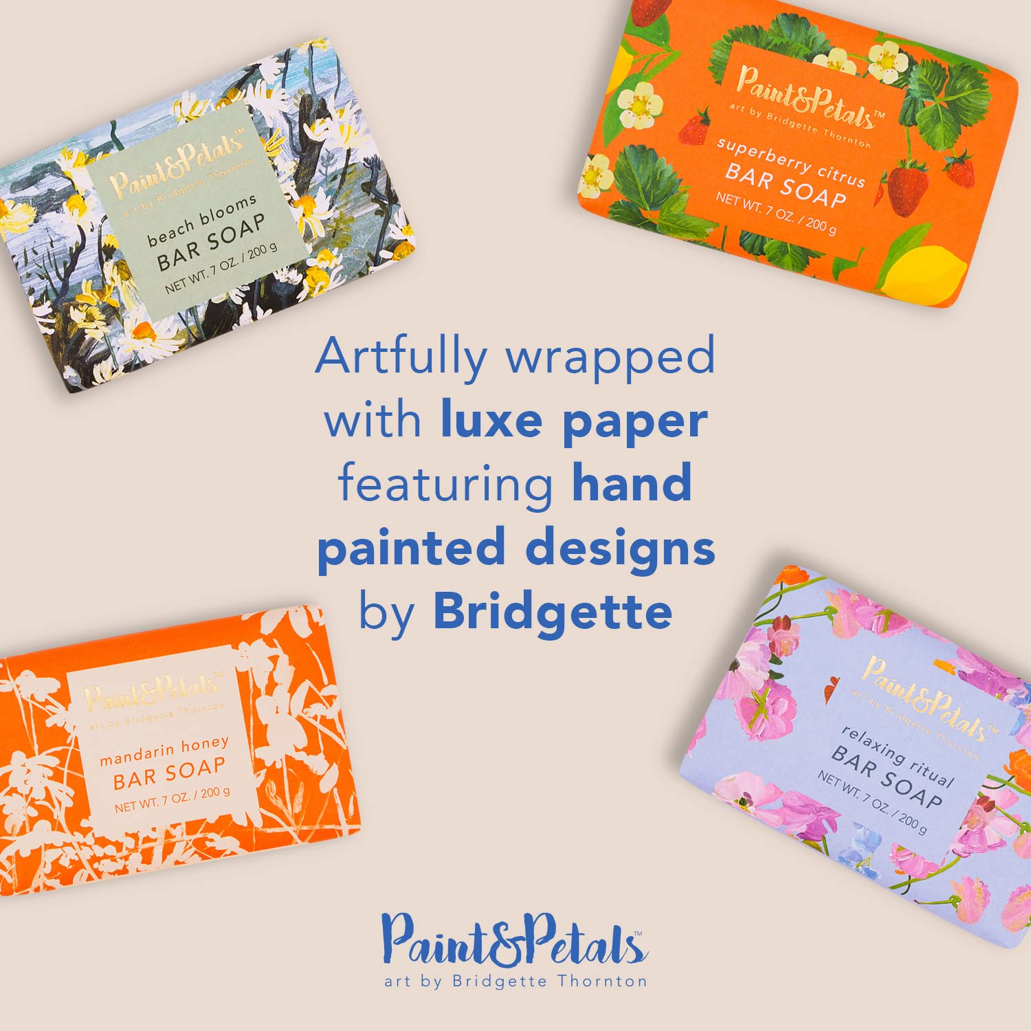 PAINT & PETALS Scented Bar Soap Gift Set - 6 Fragrant Varieties (7oz Each) with 2 Elegant Gift Bags | Perfect for Spa Days, Home Decor & Thoughtful Presents